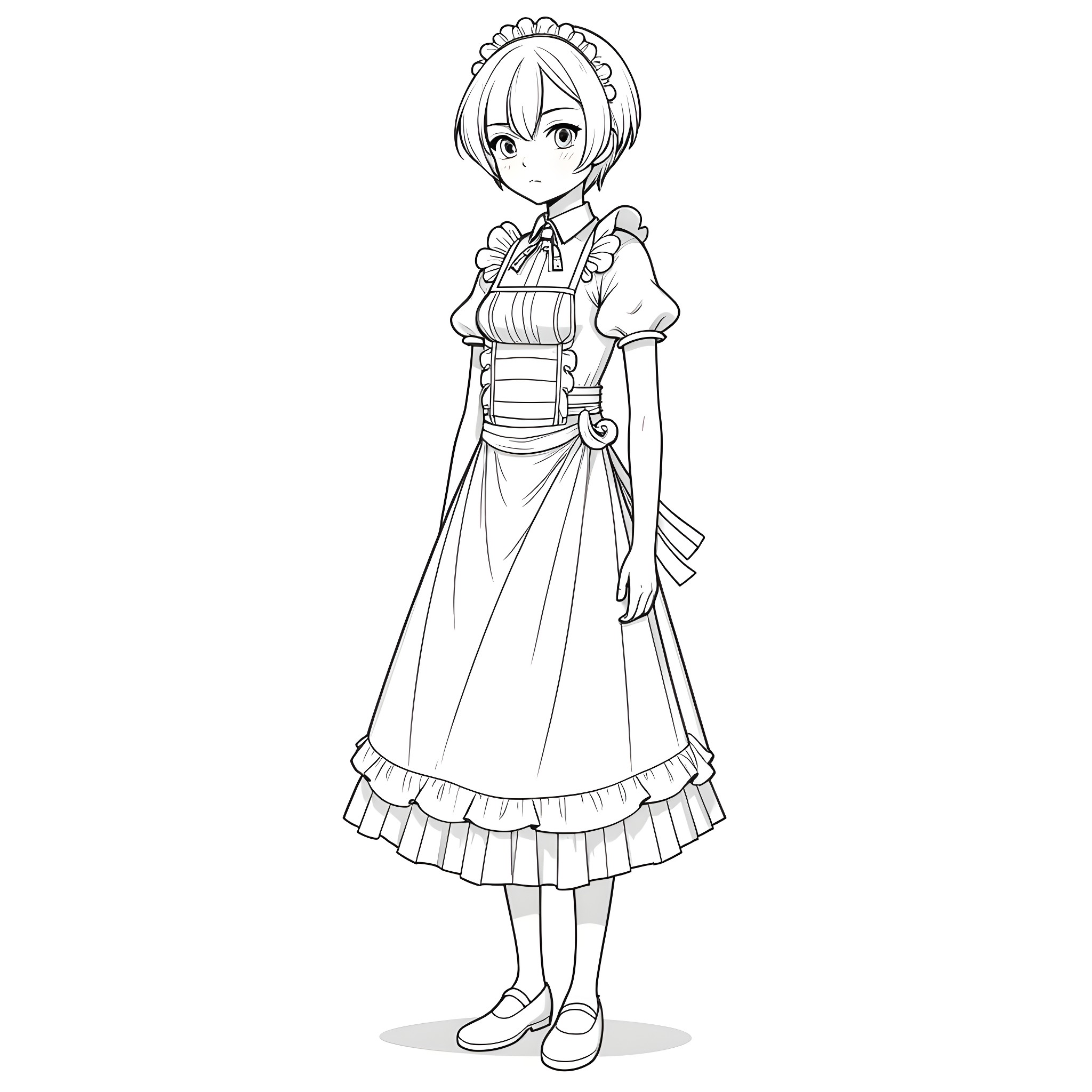 Levi's Ornate Victorian-Style Dress Coloring Page (free black-and-white line drawing printable PDF for all, from beginners to advanced learners, including children, teens, adults, and seniors)