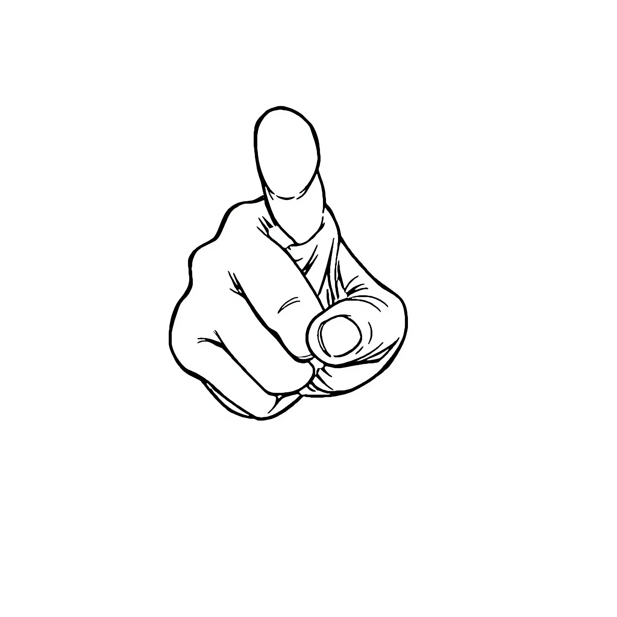 Finger pointing at viewer in hand outline Coloring Page (free black-and-white line drawing printable PDF for all, from beginners to advanced learners, including children, teens, adults, and seniors)