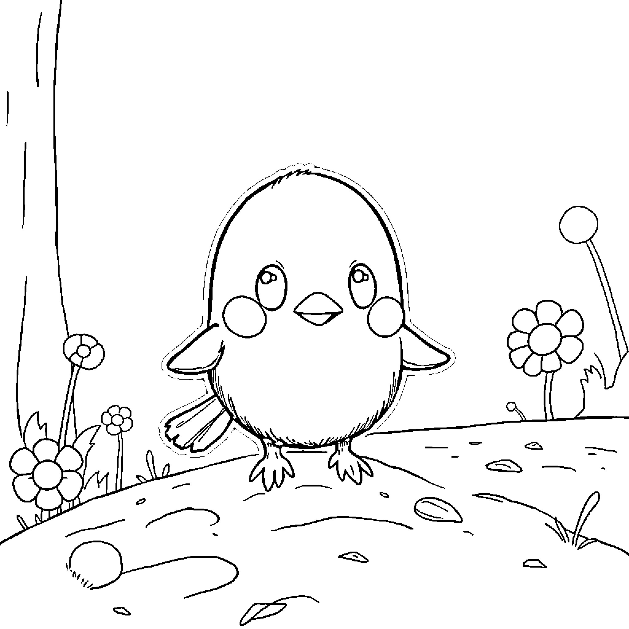 Chuchel's adorable outdoor adventure Coloring Page (free black-and-white line drawing printable PDF for all, from beginners to advanced learners, including children, teens, adults, and seniors)