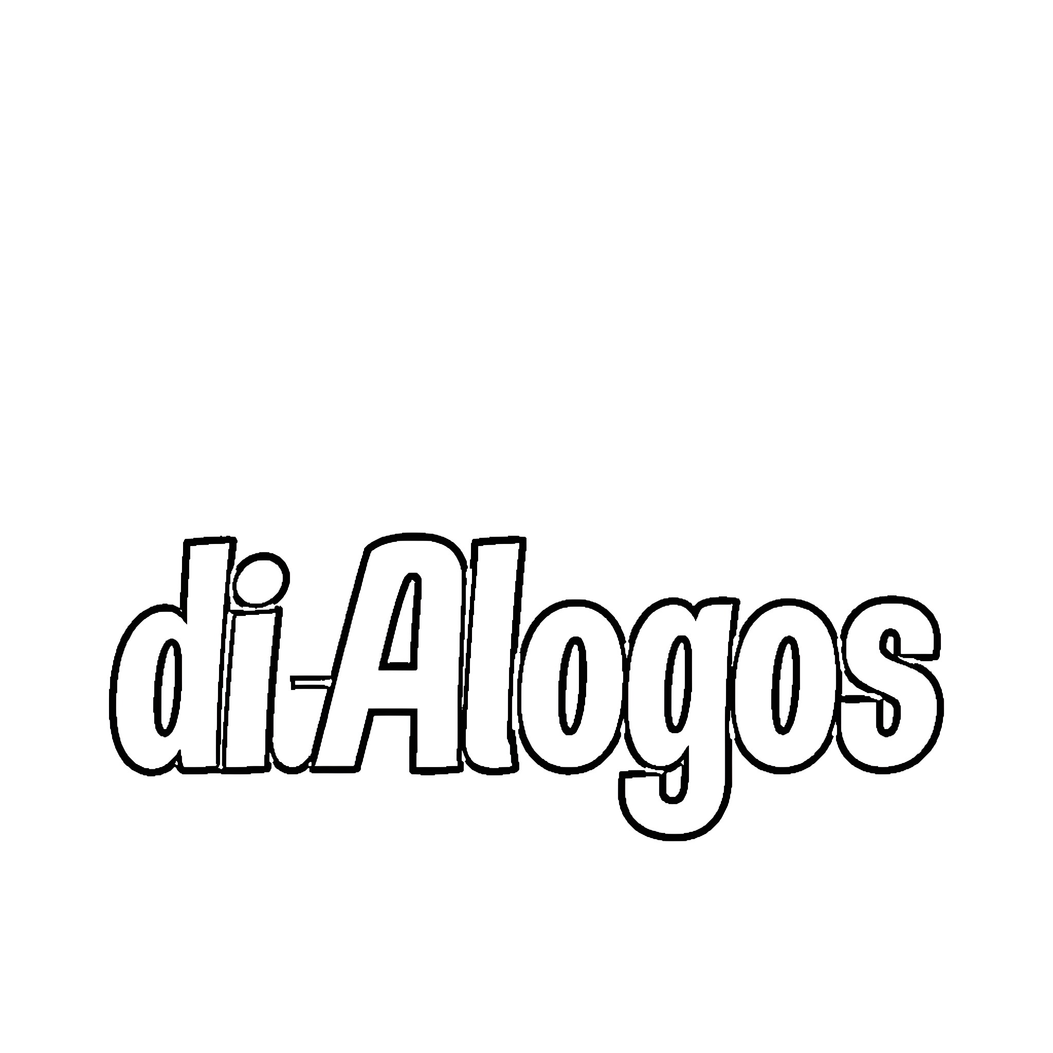 Logo for Di-Alogos Coloring Page (free black-and-white line drawing printable PDF for all, from beginners to advanced learners, including children, teens, adults, and seniors)