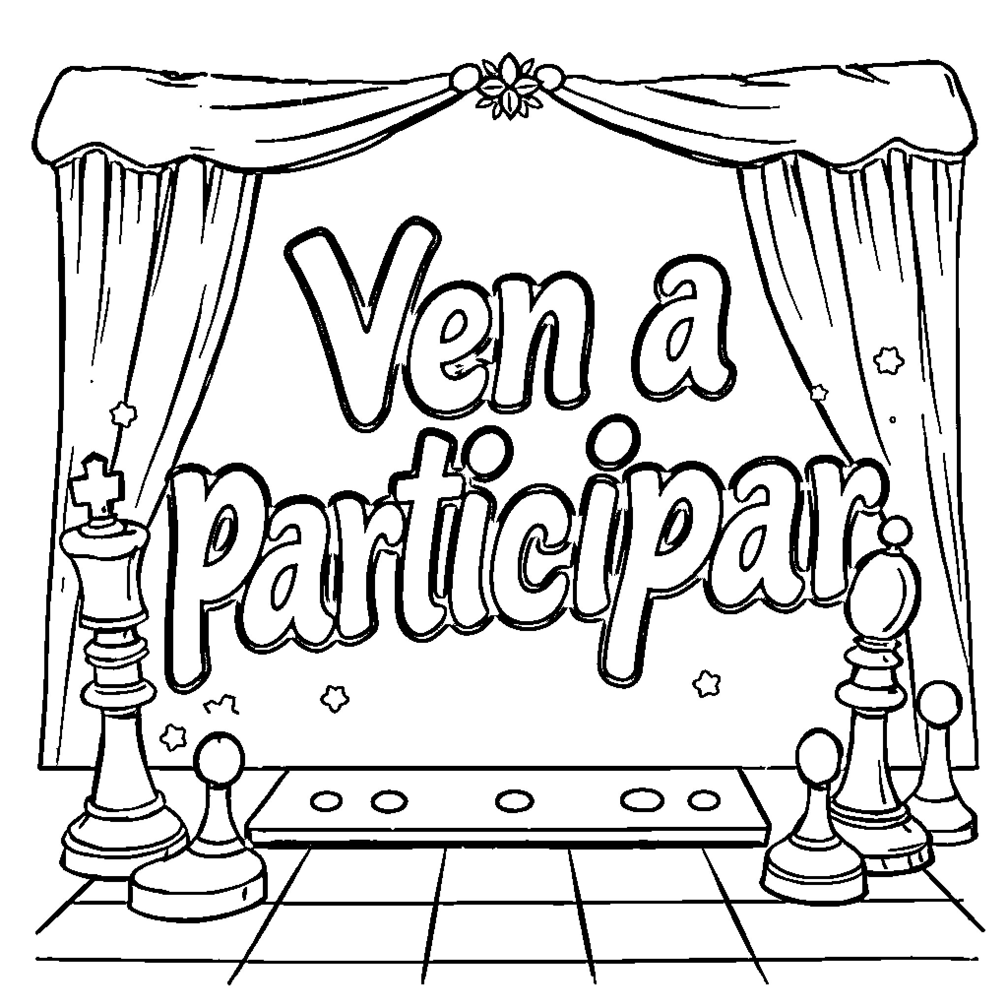Chess invitation to participate Coloring Page (free black-and-white line drawing printable PDF for all, from beginners to advanced learners, including children, teens, adults, and seniors)