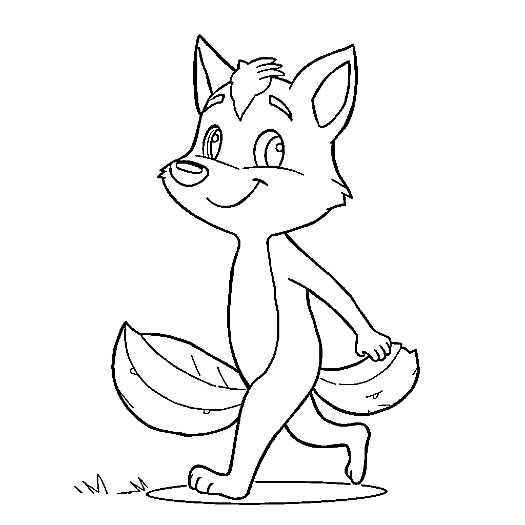 Loup the playful woodland creature Coloring Page (free black-and-white line drawing printable PDF for all, from beginners to advanced learners, including children, teens, adults, and seniors)