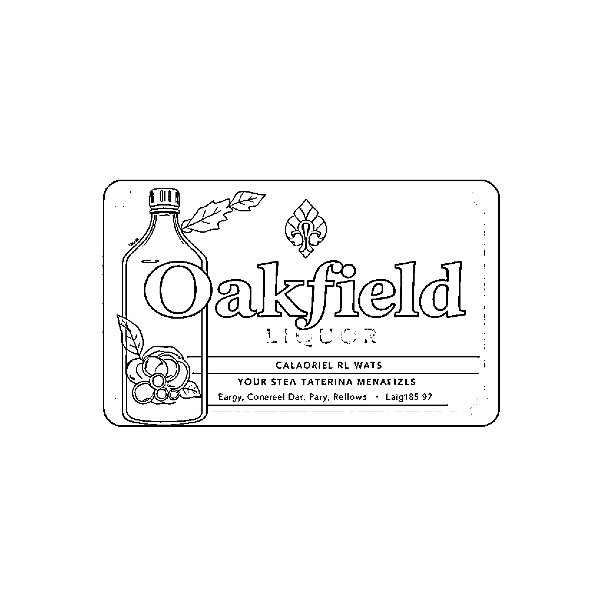 Business Card for Oakfield Liquor Coloring Page (free black-and-white line drawing printable PDF for all, from beginners to advanced learners, including children, teens, adults, and seniors)