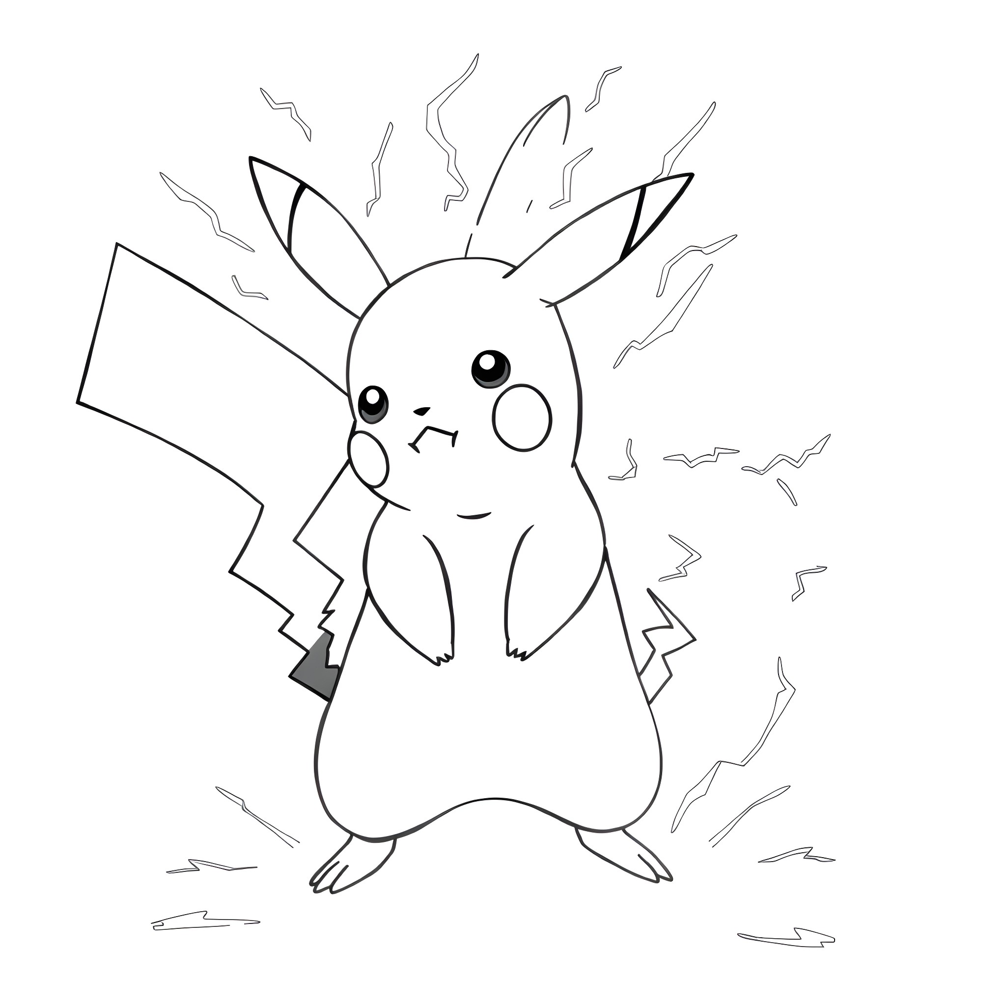 Raichu using electric attack Coloring Page (free black-and-white line drawing printable PDF for all, from beginners to advanced learners, including children, teens, adults, and seniors)
