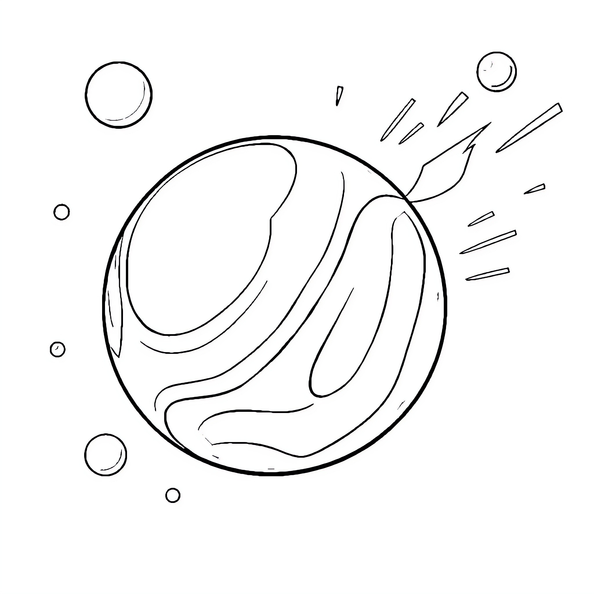 Ball of energy and movement Coloring Page (free black-and-white line drawing printable PDF for all, from beginners to advanced learners, including children, teens, adults, and seniors)