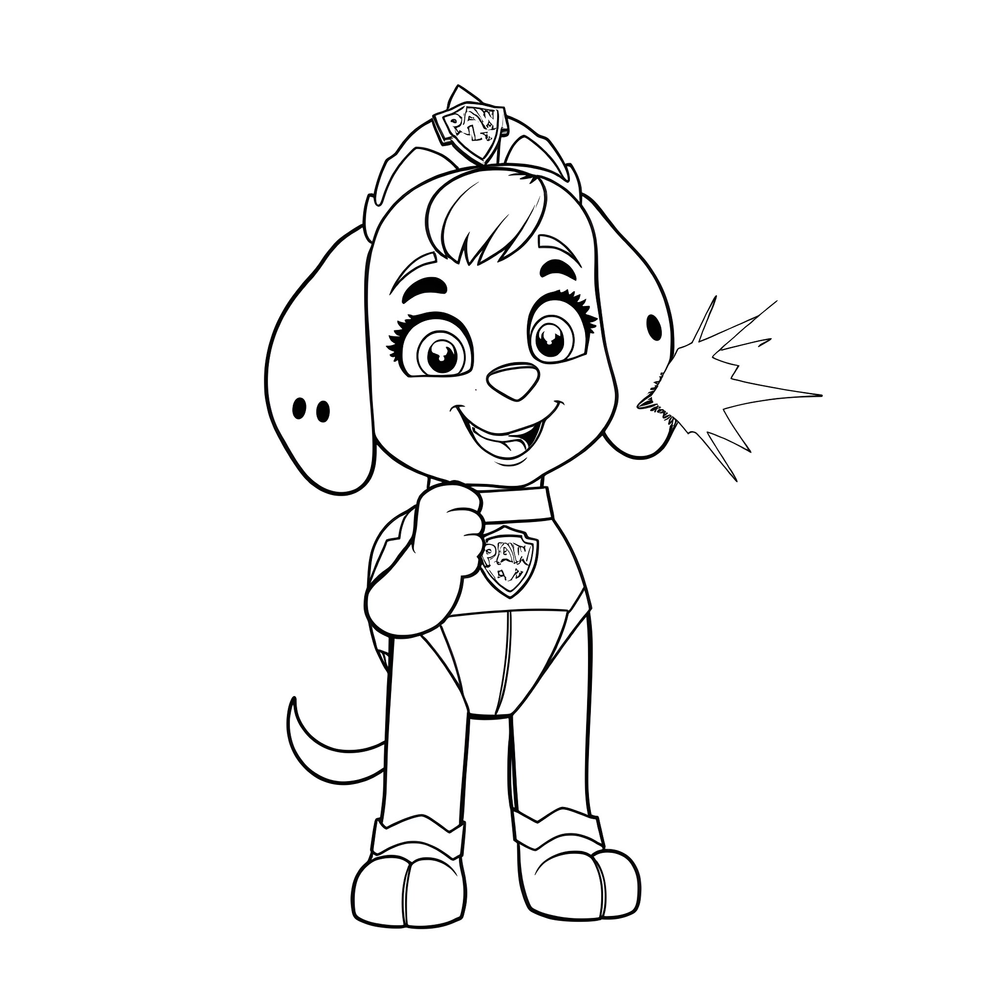 Victoria Vance, the Paw Patrol Puppy Hero Coloring Page (free black-and-white line drawing printable PDF for all, from beginners to advanced learners, including children, teens, adults, and seniors)