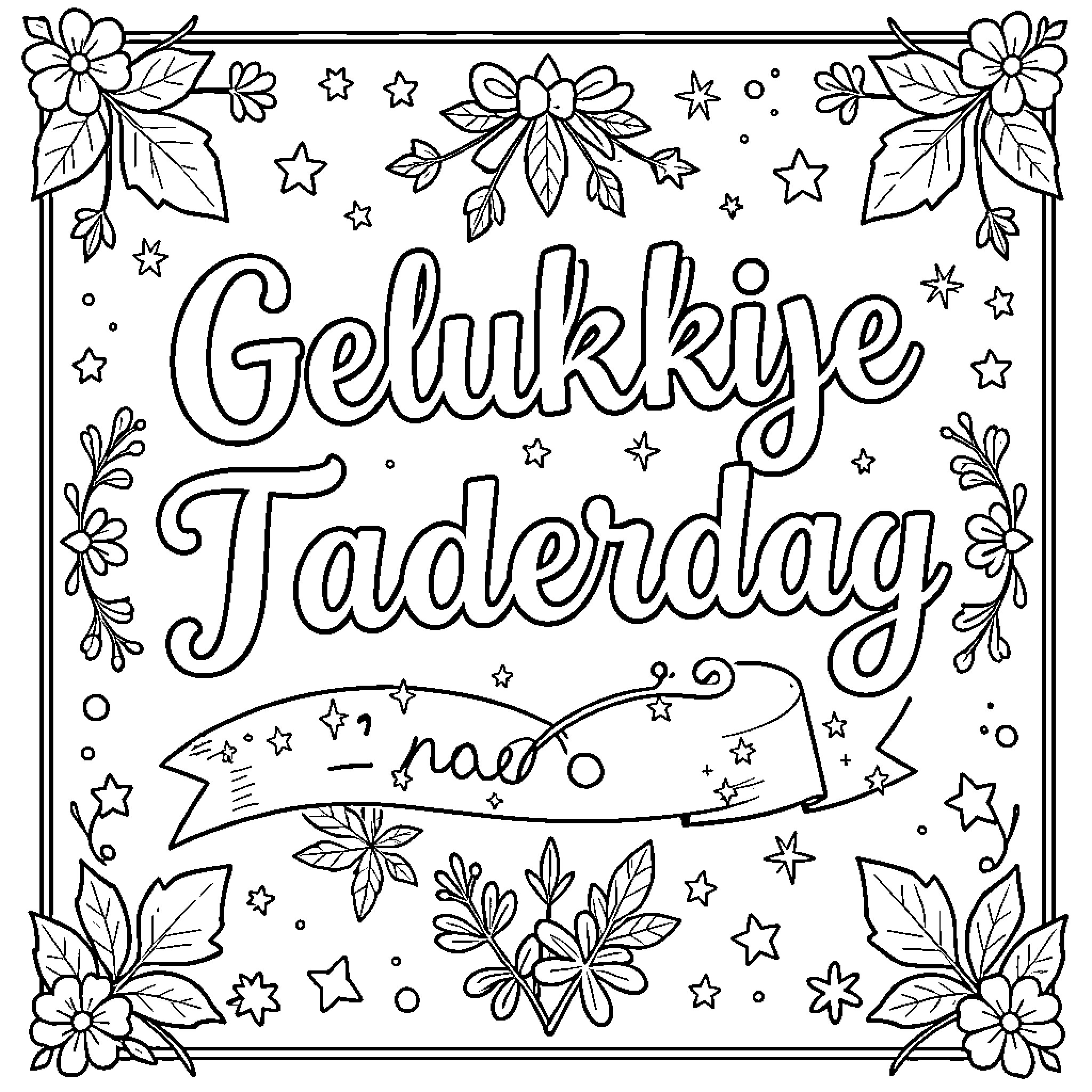 Father celebrating happy Vader day with floral decorations Coloring Page (free black-and-white line drawing printable PDF for all, from beginners to advanced learners, including children, teens, adults, and seniors)