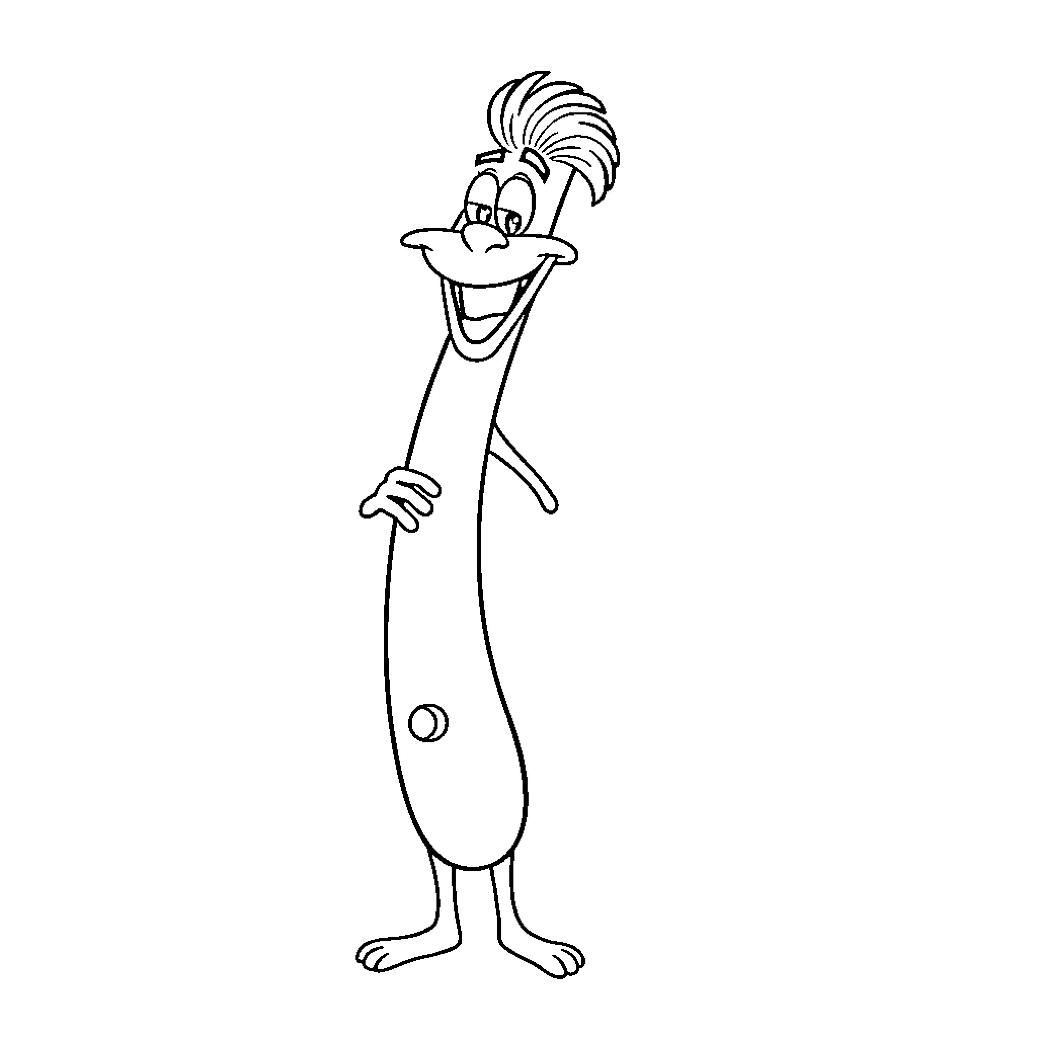 Bassoon player in a playful pose Coloring Page (free black-and-white line drawing printable PDF for all, from beginners to advanced learners, including children, teens, adults, and seniors)