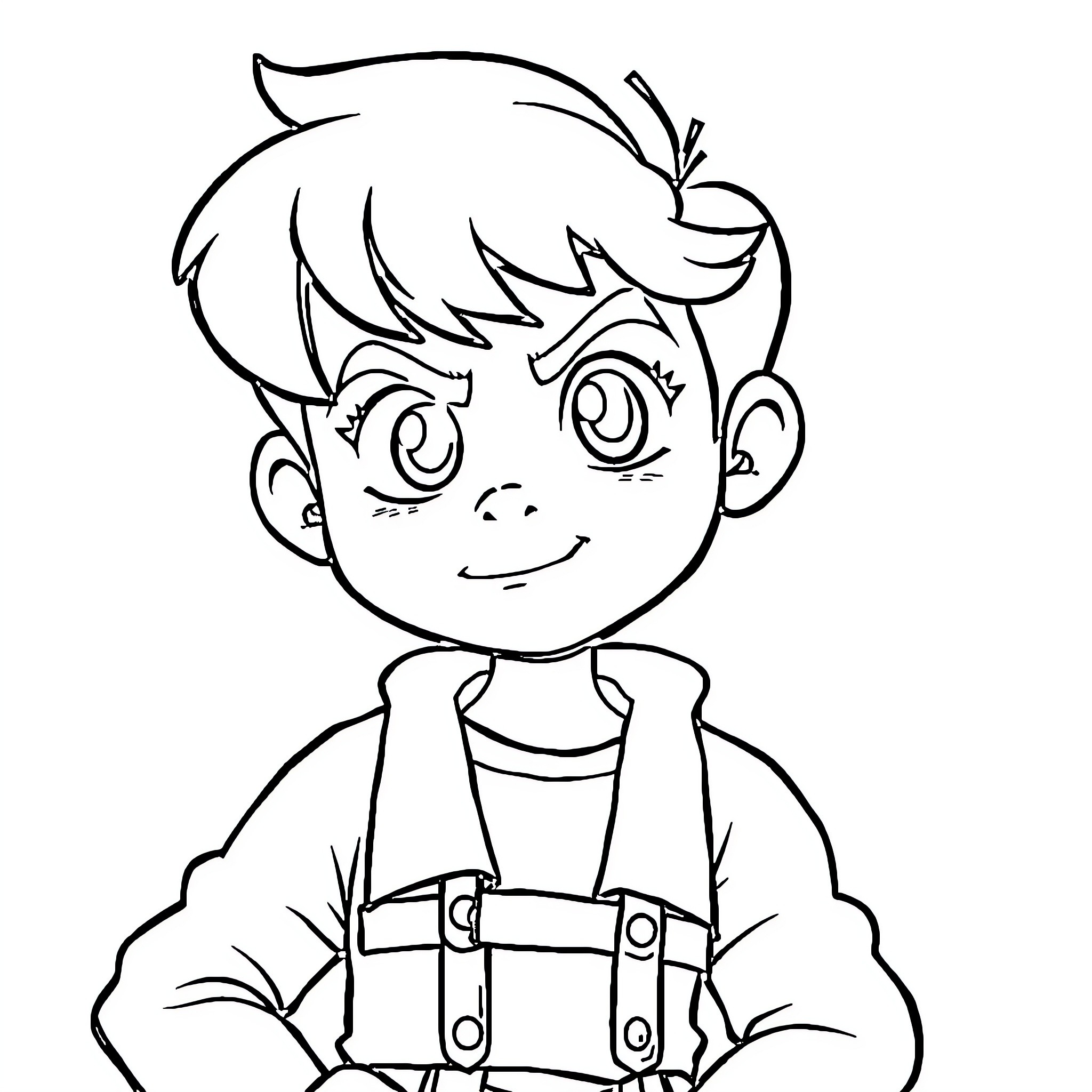 Jojo's happy and mischievous expression Coloring Page (free black-and-white line drawing printable PDF for all, from beginners to advanced learners, including children, teens, adults, and seniors)