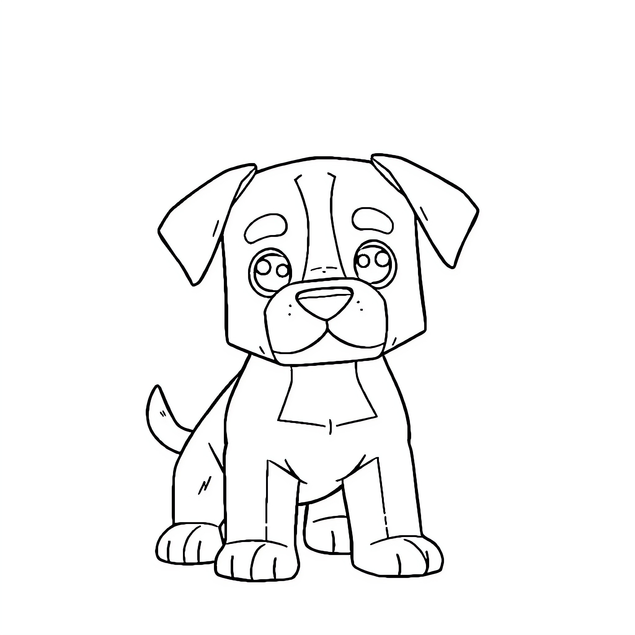 Dog sitting and looking at viewer Coloring Page (free black-and-white line drawing printable PDF for all, from beginners to advanced learners, including children, teens, adults, and seniors)