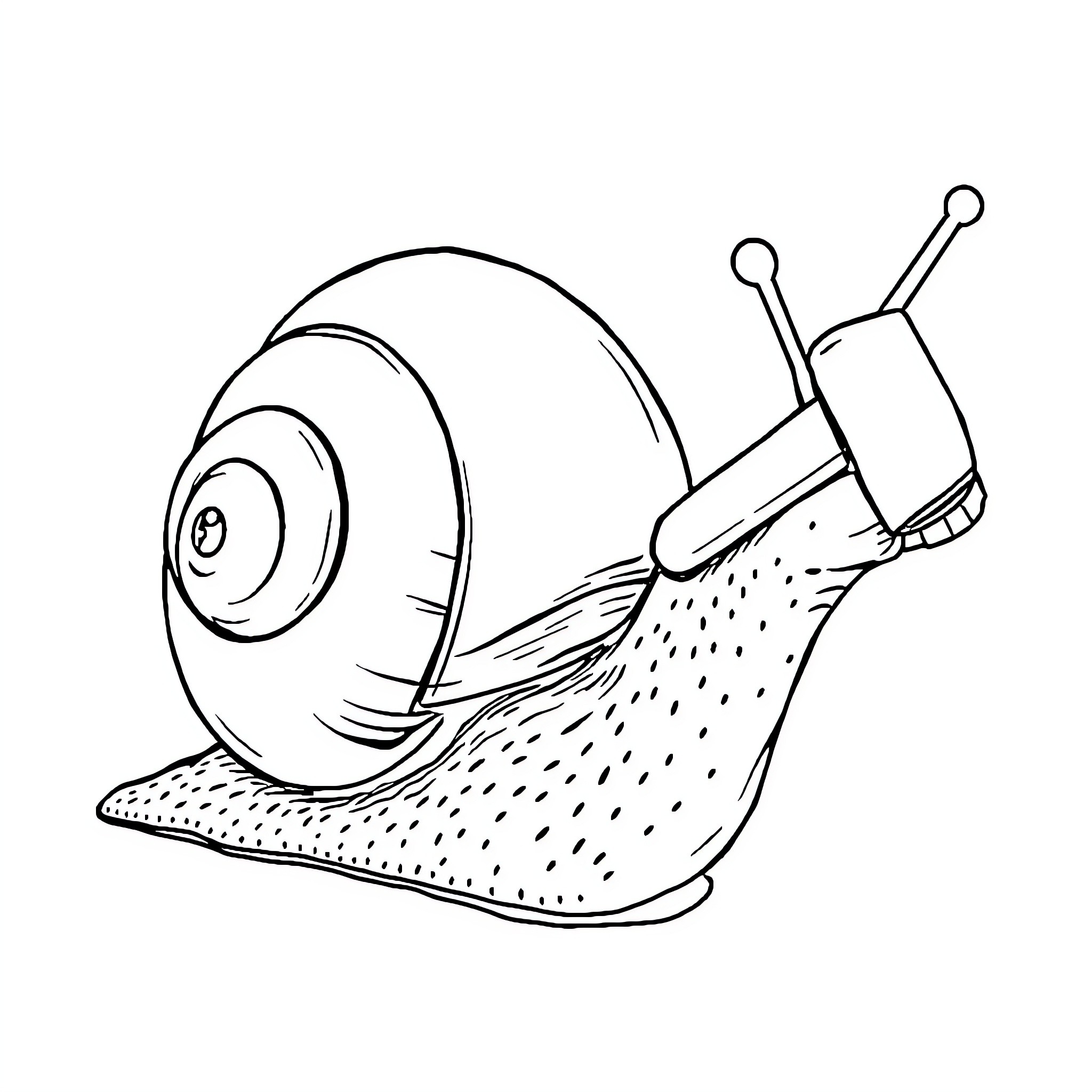 Snail crawling with curiosity Coloring Page (free black-and-white line drawing printable PDF for all, from beginners to advanced learners, including children, teens, adults, and seniors)