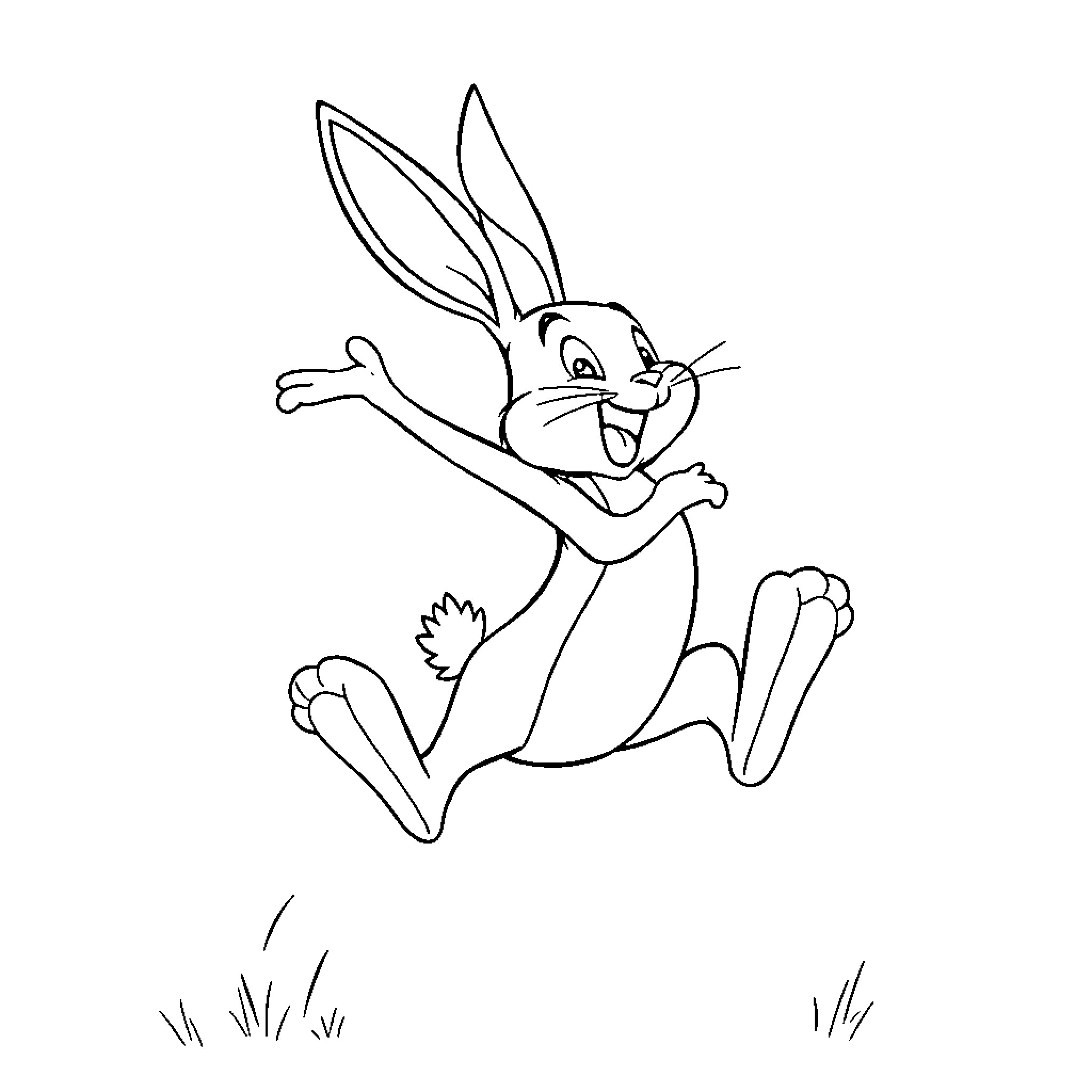 Score Bunny Jumping Joyfully Coloring Page (free black-and-white line drawing printable PDF for all, from beginners to advanced learners, including children, teens, adults, and seniors)