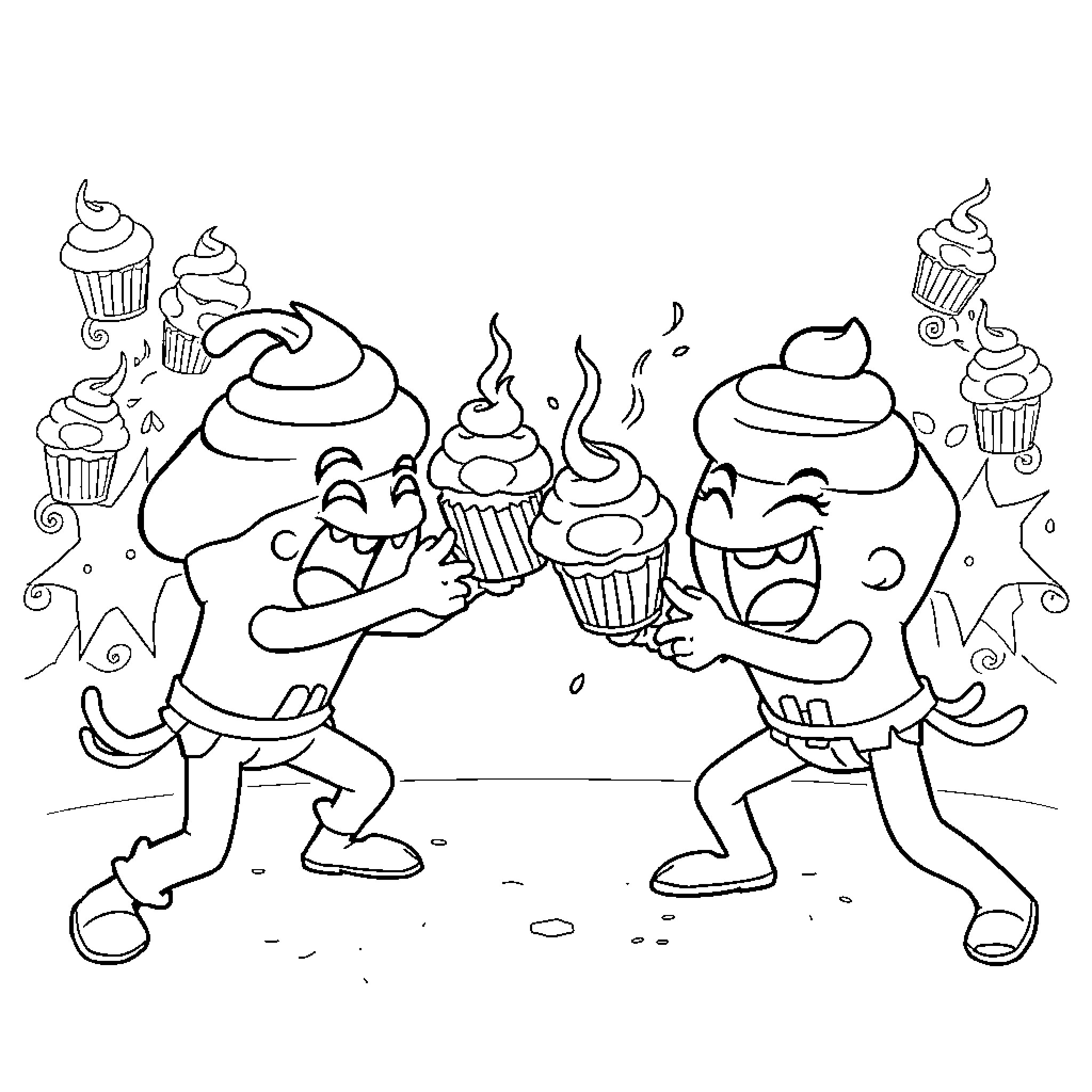 Brawl Stars: Cupcake Clash Coloring Page (free black-and-white line drawing printable PDF for all, from beginners to advanced learners, including children, teens, adults, and seniors)