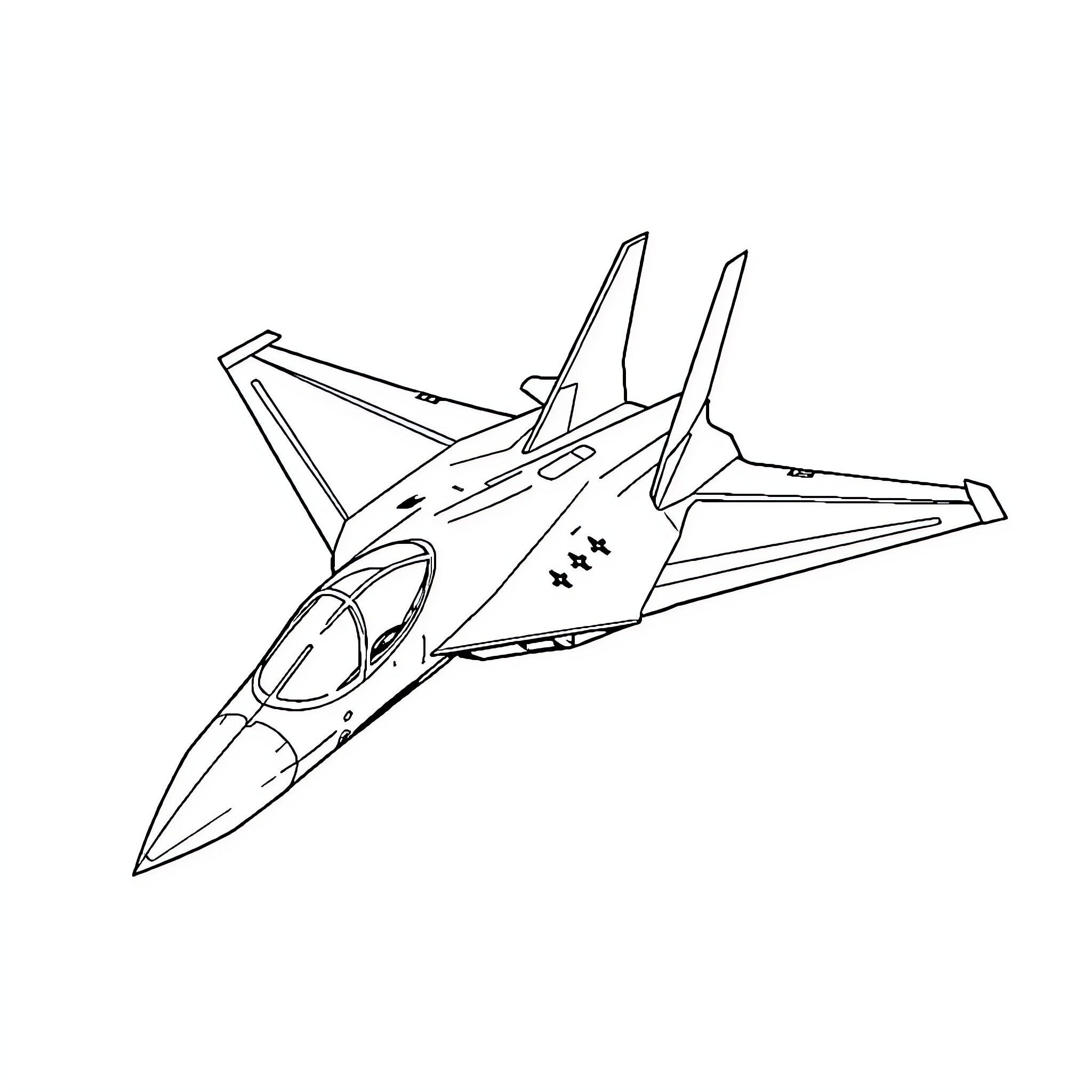 Jet fighter taking flight Coloring Page (free black-and-white line drawing printable PDF for all, from beginners to advanced learners, including children, teens, adults, and seniors)