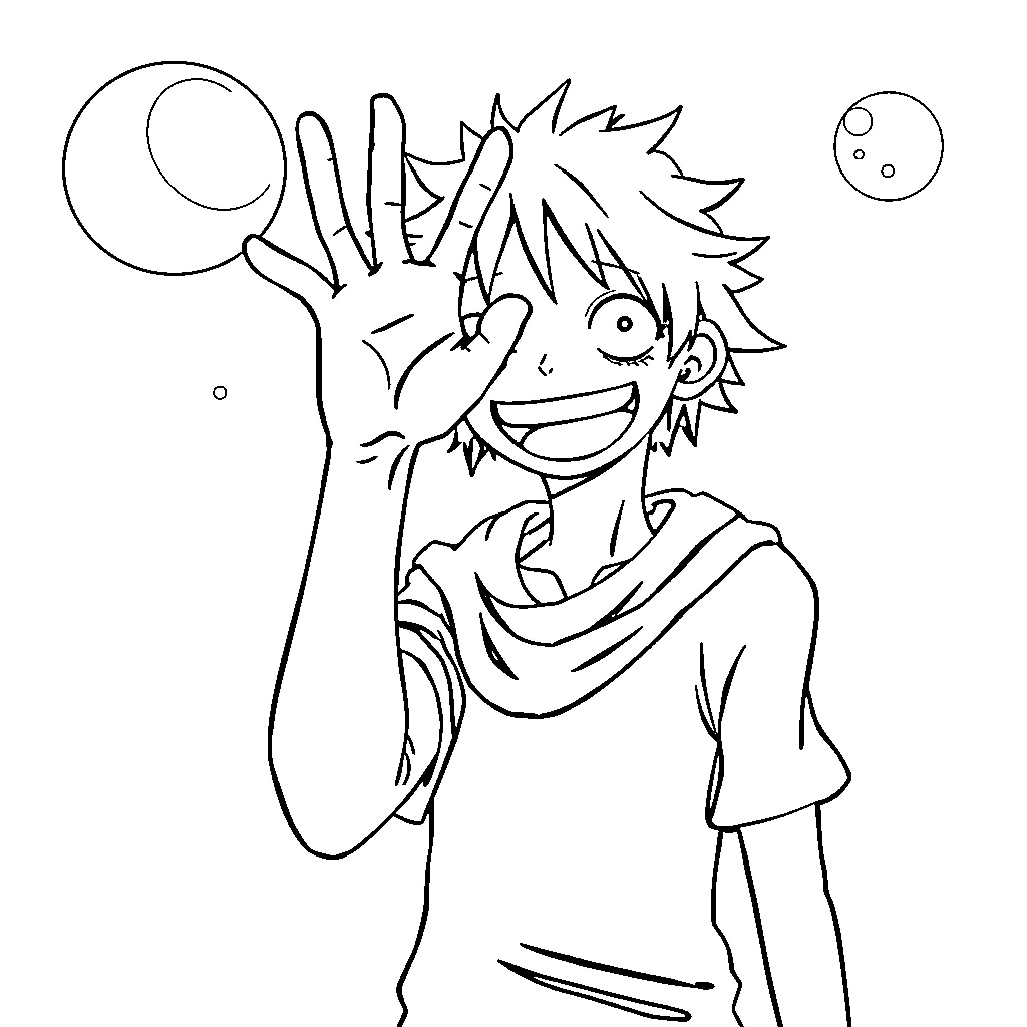 Sanji waving cheerfully in the night Coloring Page (free black-and-white line drawing printable PDF for all, from beginners to advanced learners, including children, teens, adults, and seniors)