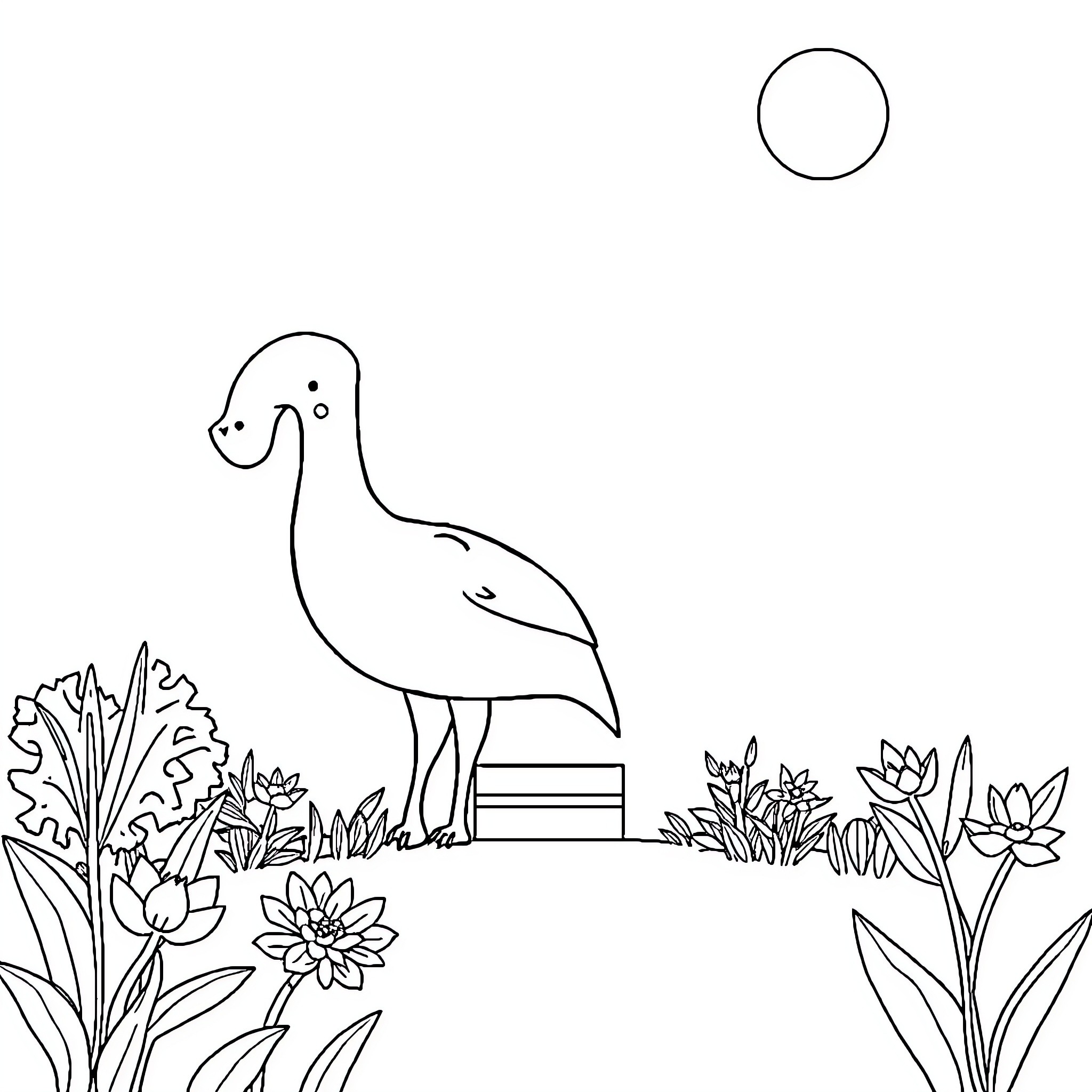 Mahesh's Serene Pond Scene Coloring Page (free black-and-white line drawing printable PDF for all, from beginners to advanced learners, including children, teens, adults, and seniors)