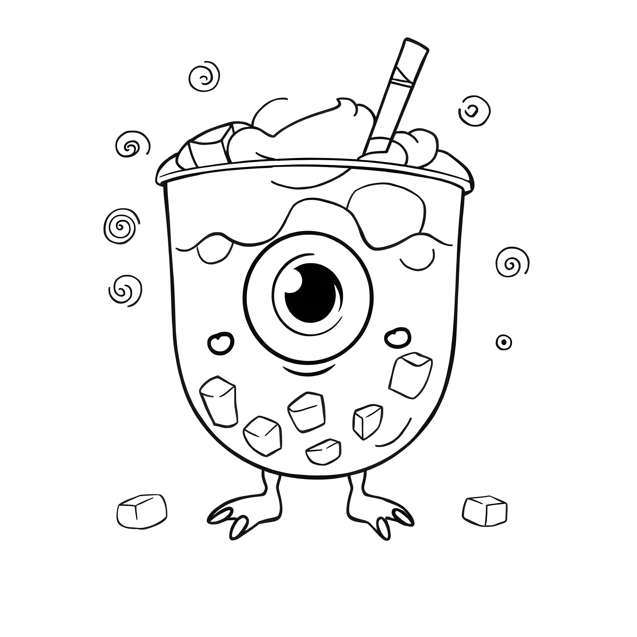 Hybrid Animal drinking a colorful beverage Coloring Page (free black-and-white line drawing printable PDF for all, from beginners to advanced learners, including children, teens, adults, and seniors)