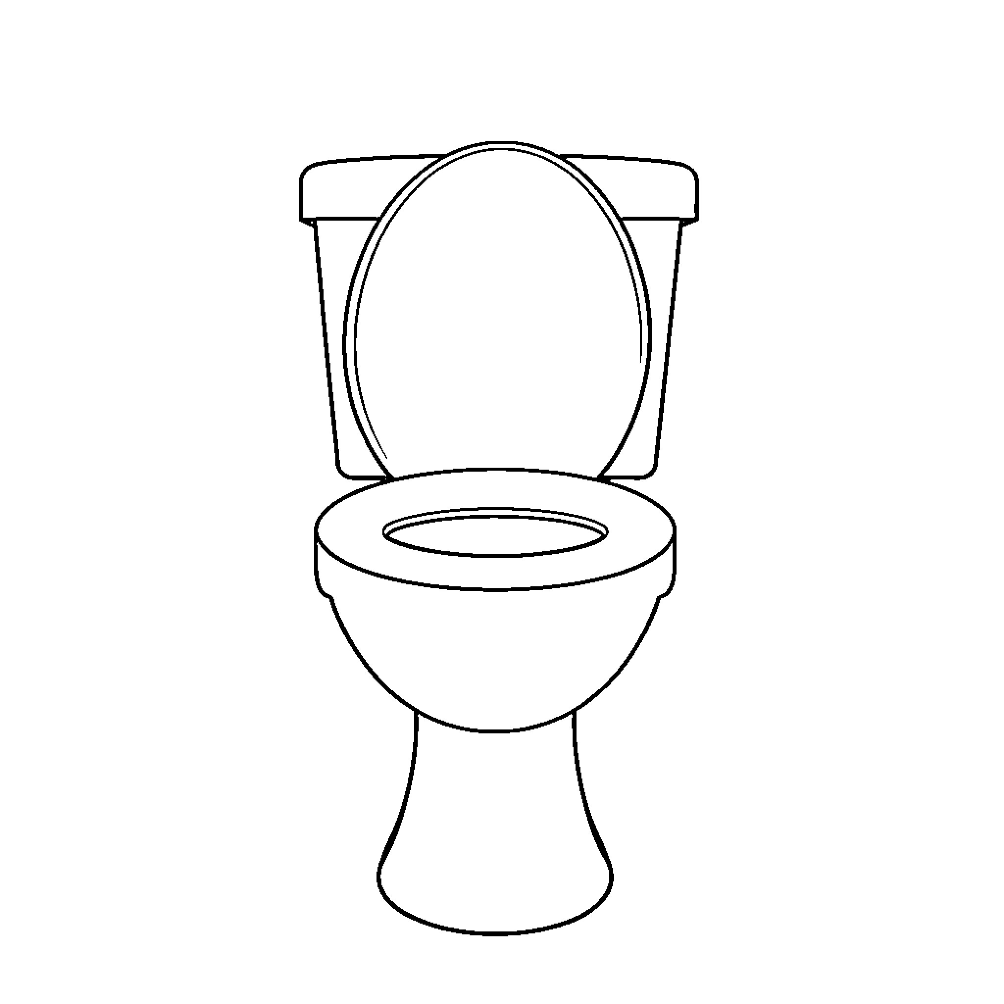Toilet with simple design Coloring Page (free black-and-white line drawing printable PDF for all, from beginners to advanced learners, including children, teens, adults, and seniors)