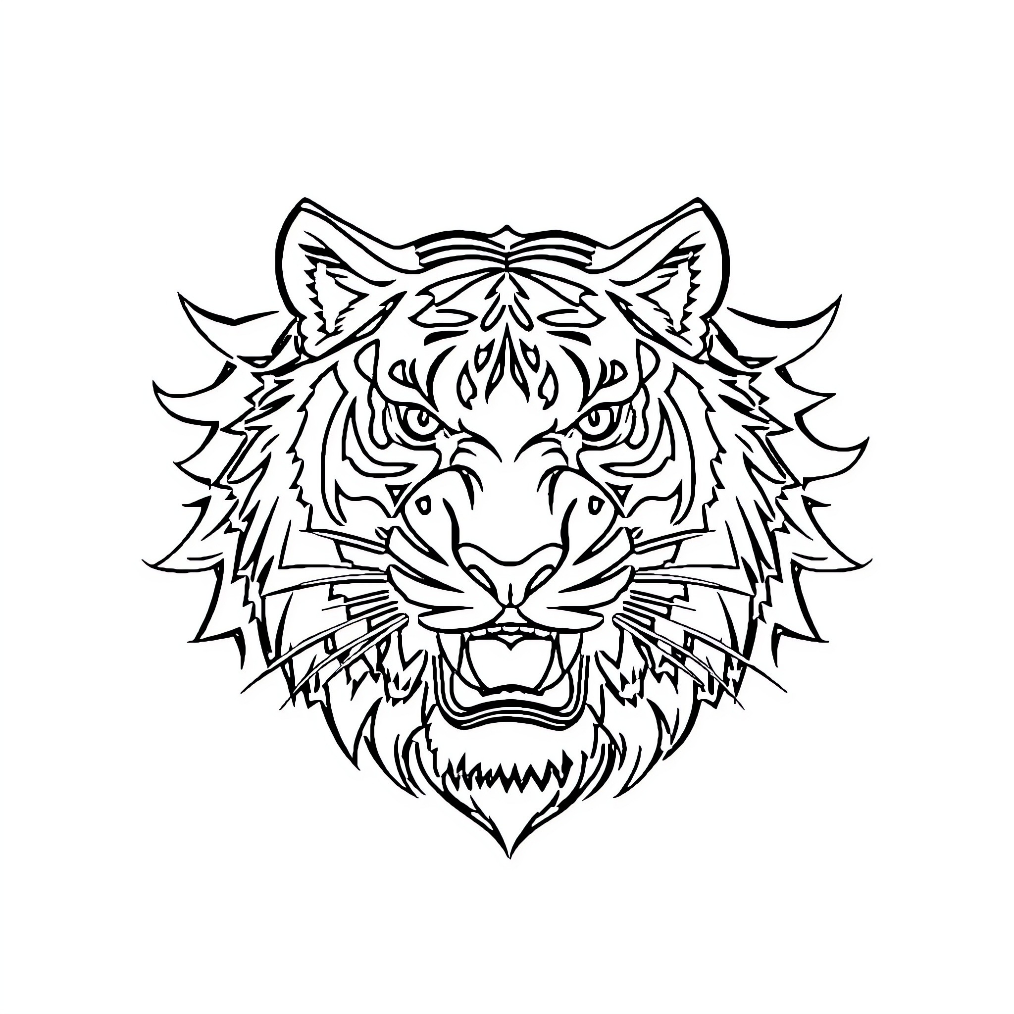 Tigre fierce and untamed spirit Coloring Page (free black-and-white line drawing printable PDF for all, from beginners to advanced learners, including children, teens, adults, and seniors)