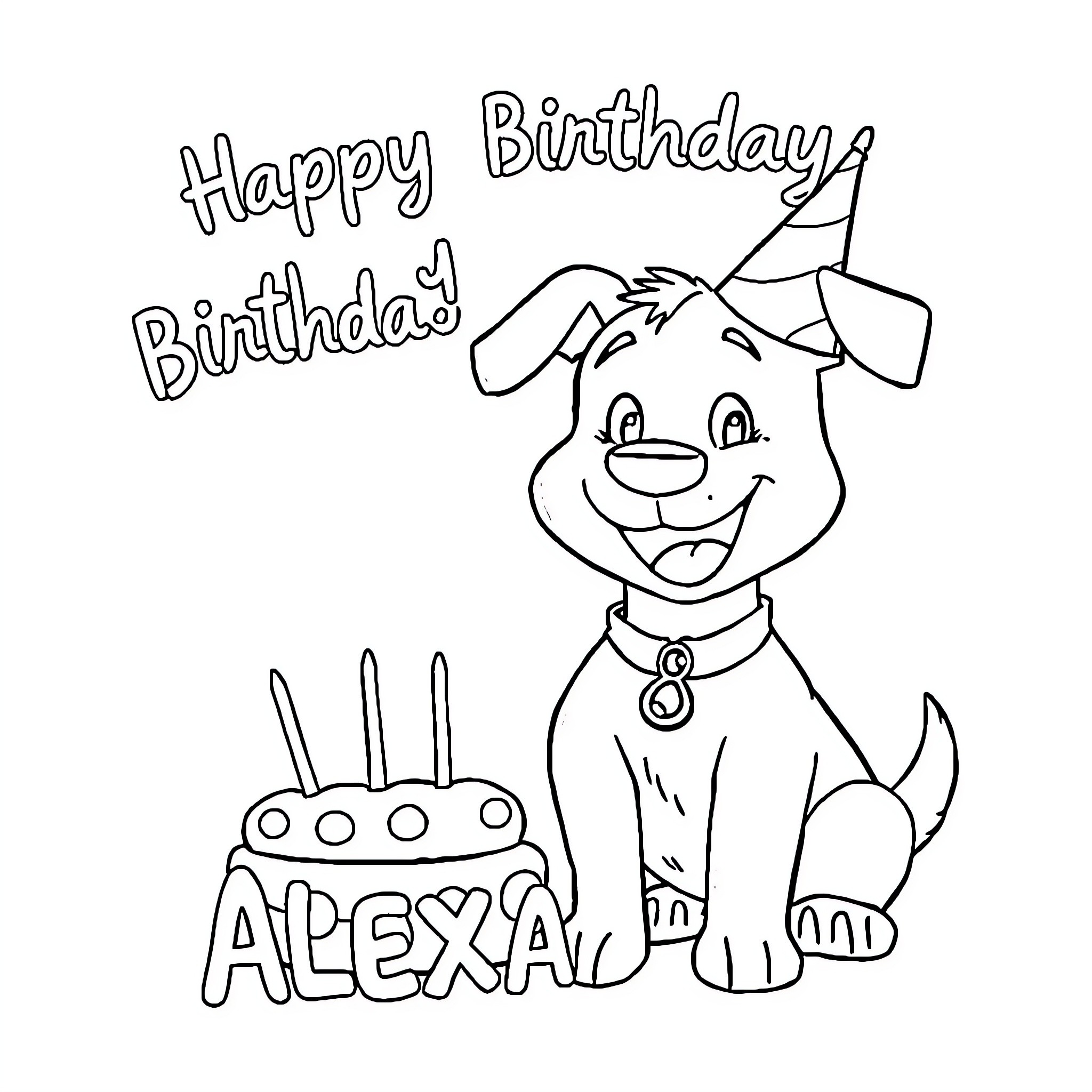 Bluey celebrates a happy birthday with a cake Coloring Page (free black-and-white line drawing printable PDF for all, from beginners to advanced learners, including children, teens, adults, and seniors)