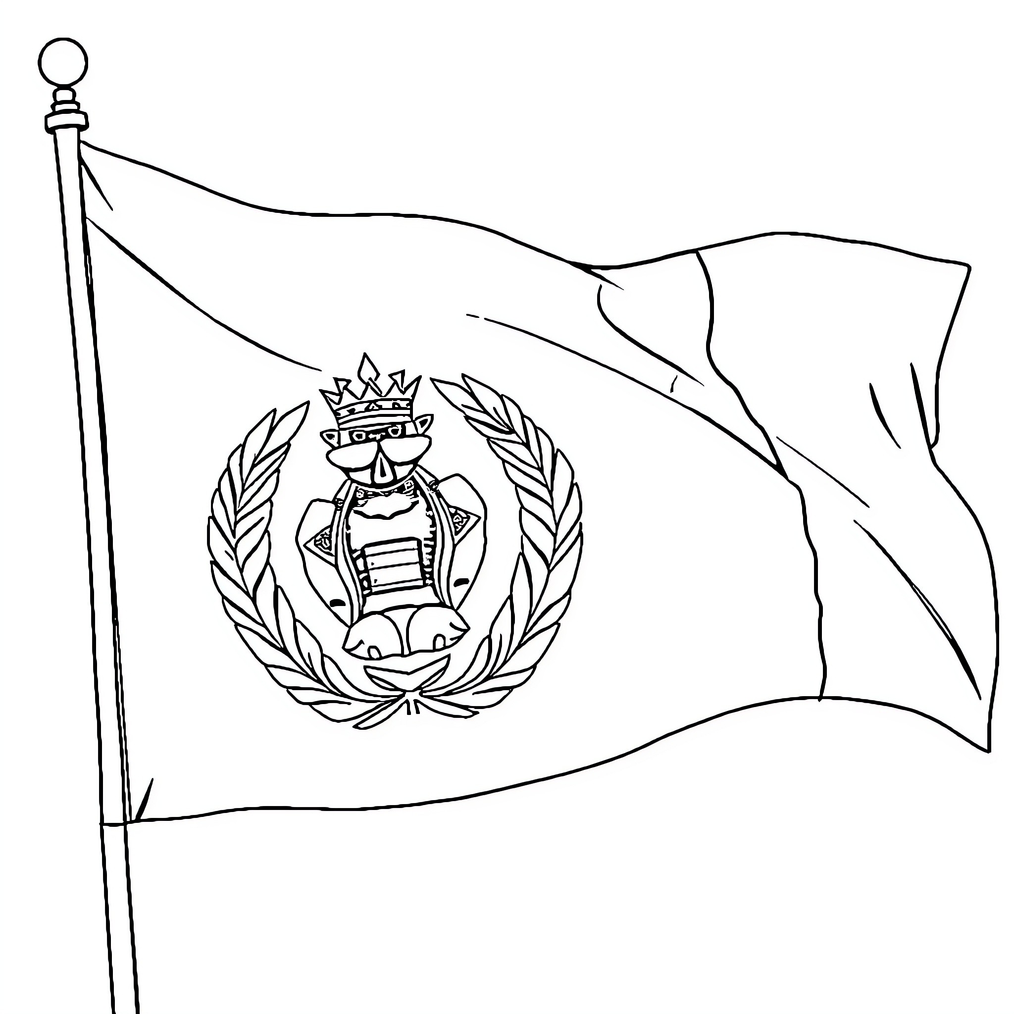 Afghan Flag Waving in the Wind Coloring Page (free black-and-white line drawing printable PDF for all, from beginners to advanced learners, including children, teens, adults, and seniors)