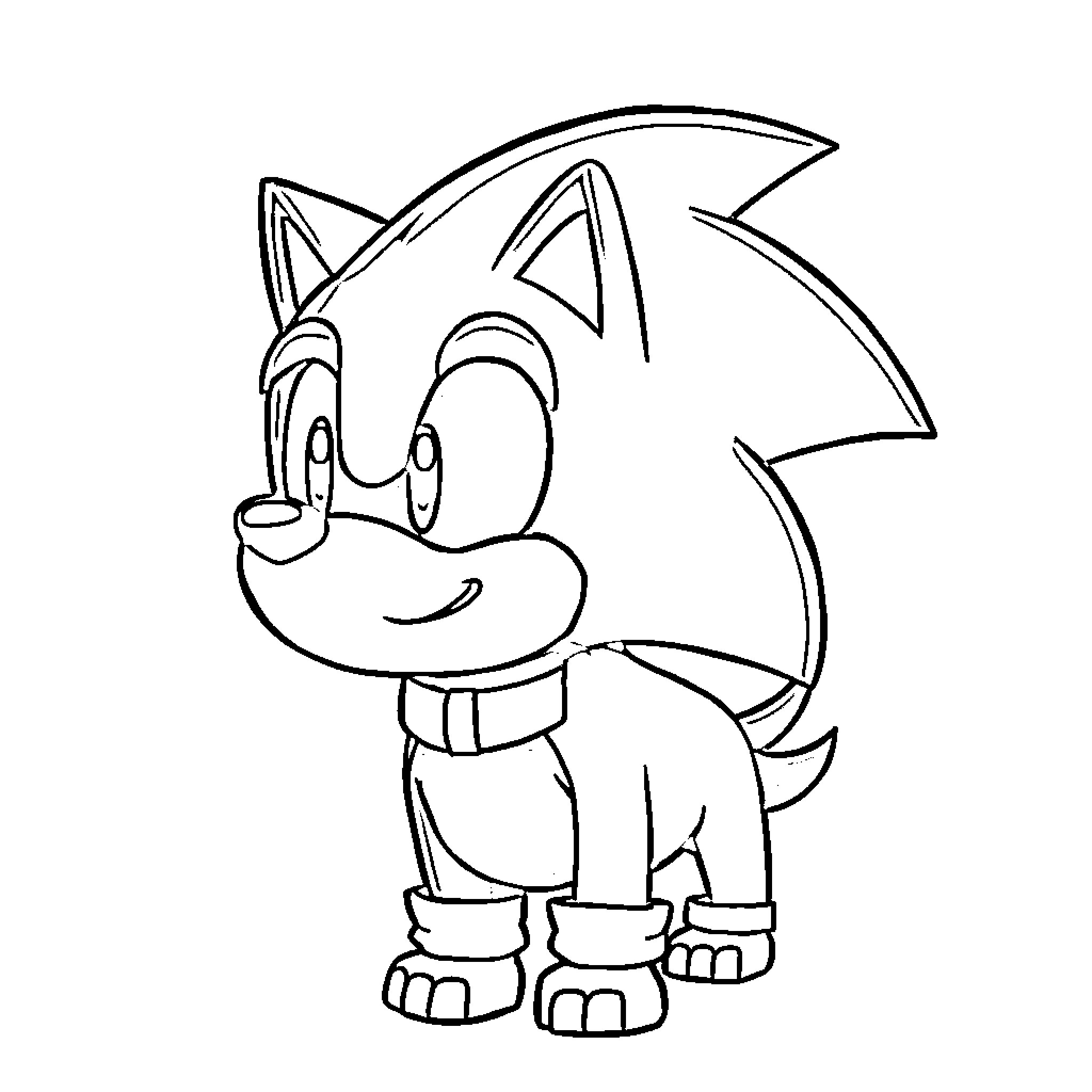 Dog with pointy ears and big smile Coloring Page (free black-and-white line drawing printable PDF for all, from beginners to advanced learners, including children, teens, adults, and seniors)