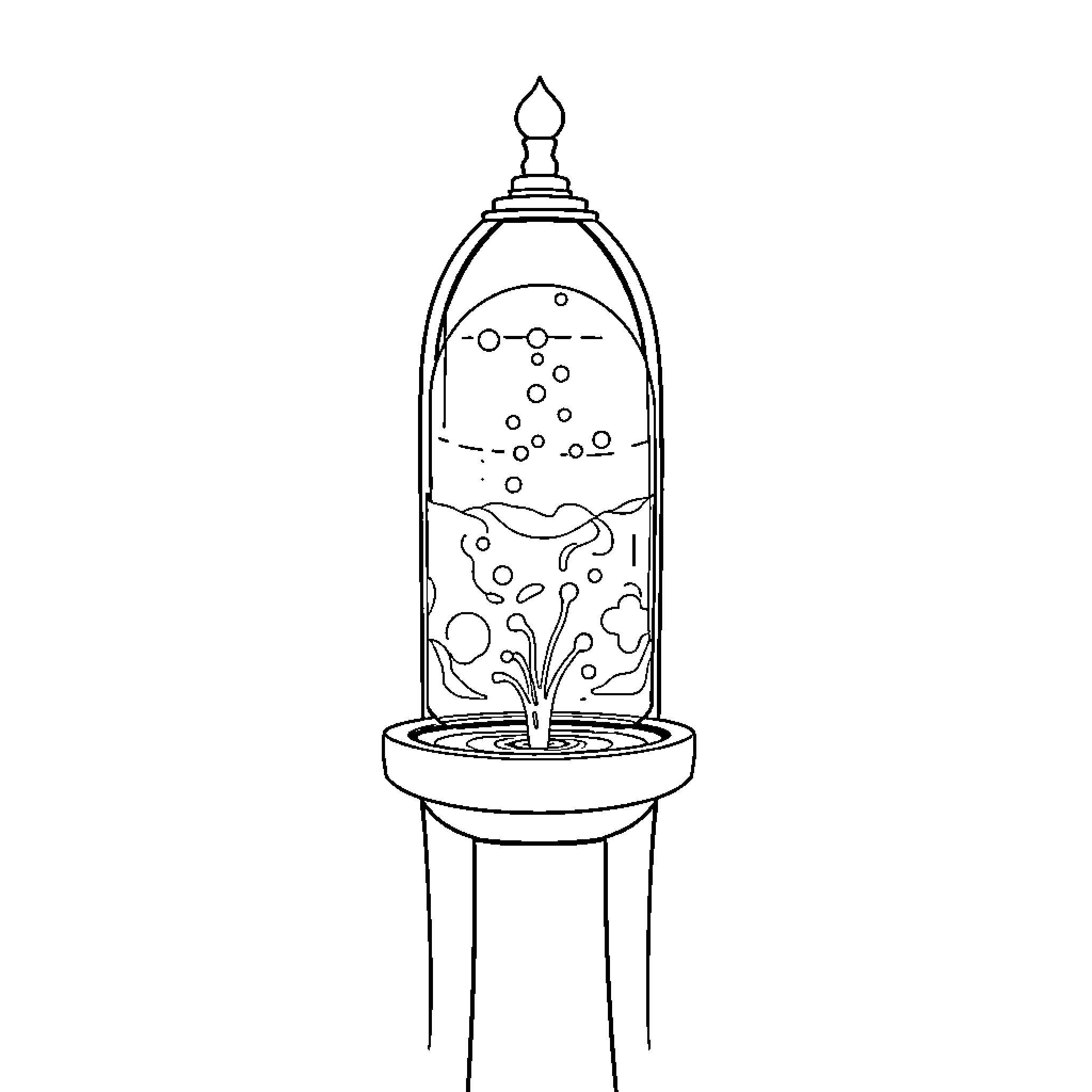 Water fountain with decorative design Coloring Page (free black-and-white line drawing printable PDF for all, from beginners to advanced learners, including children, teens, adults, and seniors)