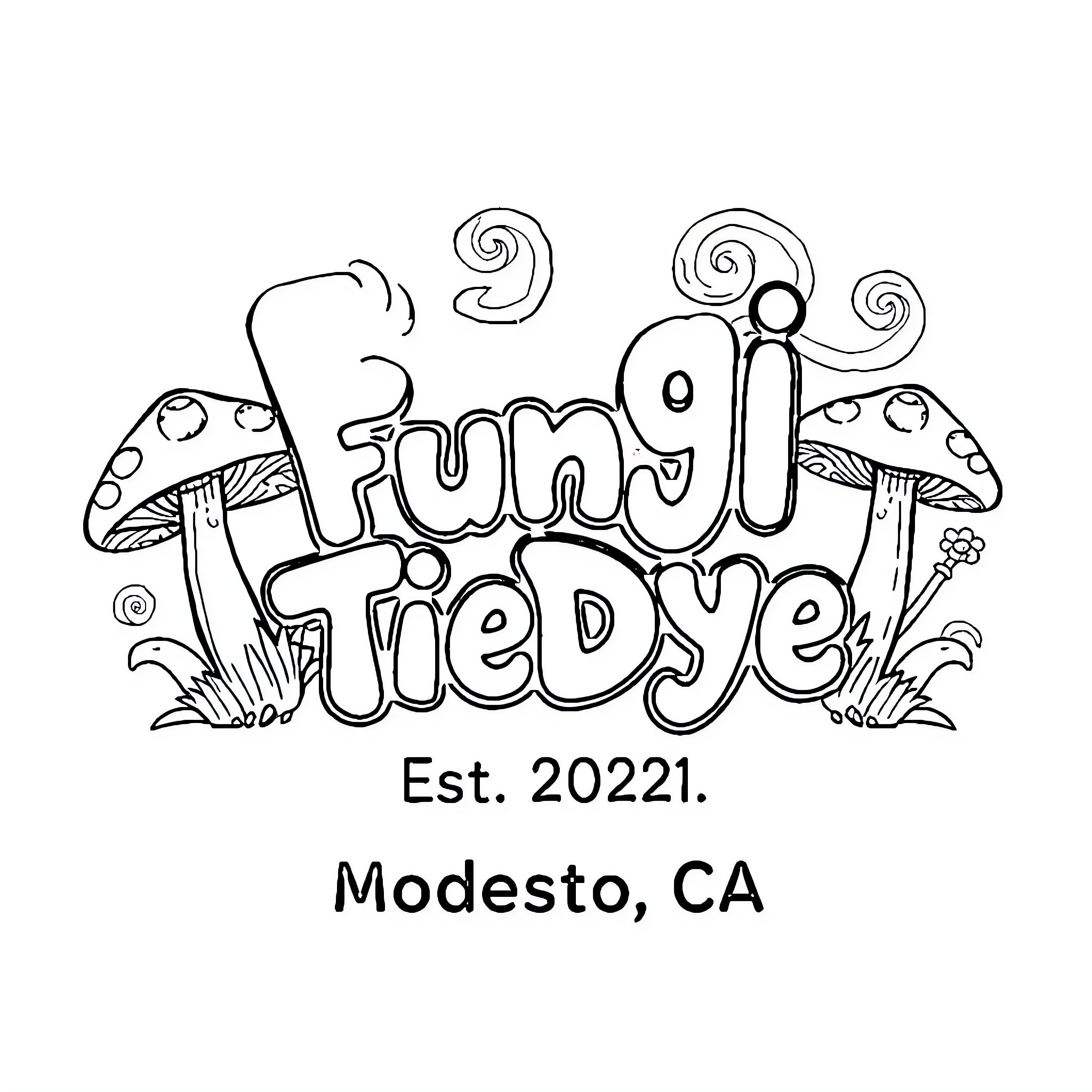 Fungi Themed Whimsical Illustration Coloring Page (free black-and-white line drawing printable PDF for all, from beginners to advanced learners, including children, teens, adults, and seniors)