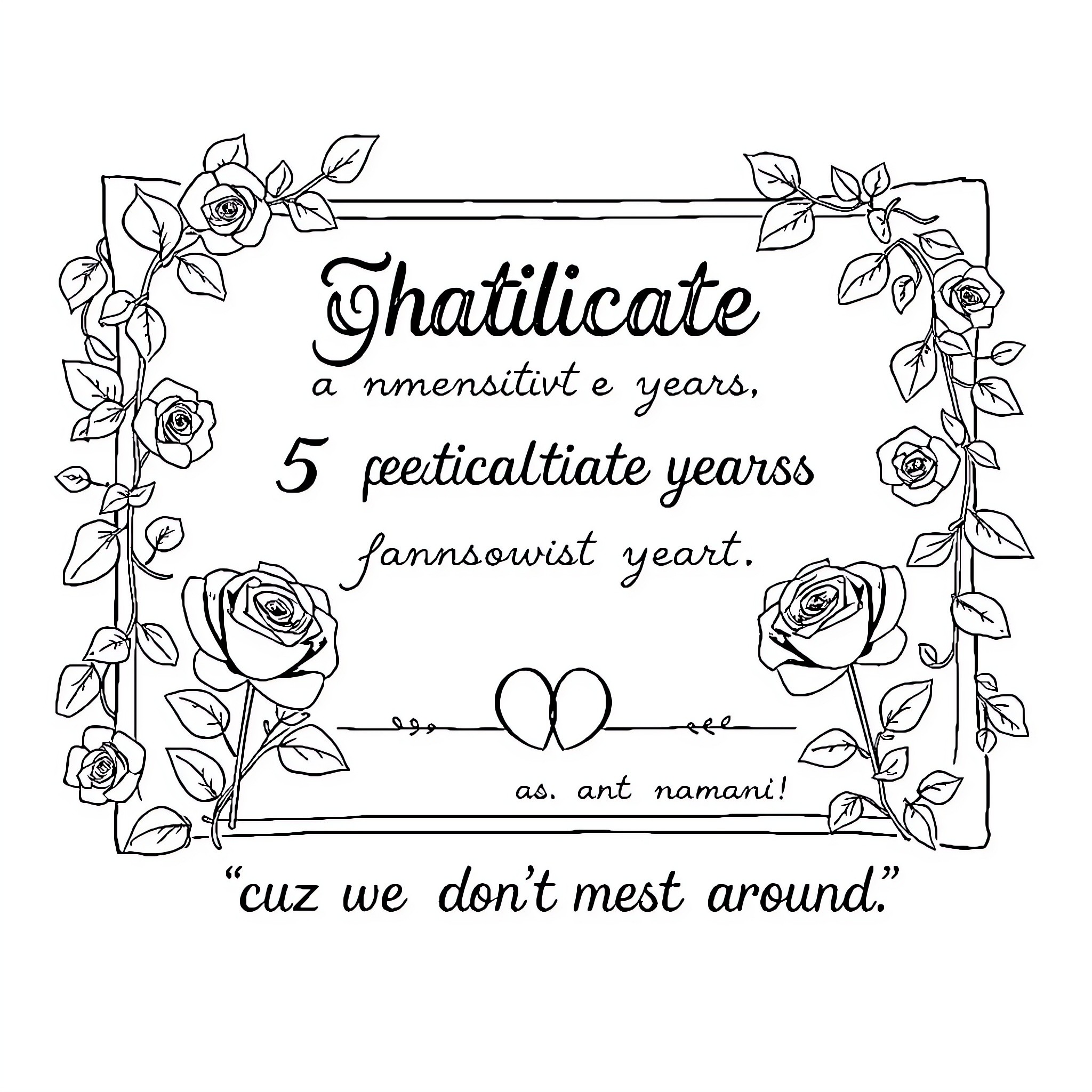 Certificate for Memorable Years Coloring Page (free black-and-white line drawing printable PDF for all, from beginners to advanced learners, including children, teens, adults, and seniors)