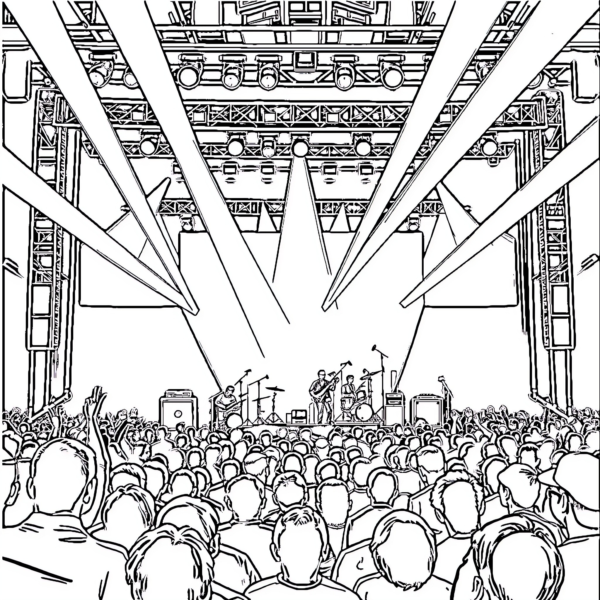 Dave Matthews Band Live Concert Performance on Stage Coloring Page (free black-and-white line drawing printable PDF for all, from beginners to advanced learners, including children, teens, adults, and seniors)