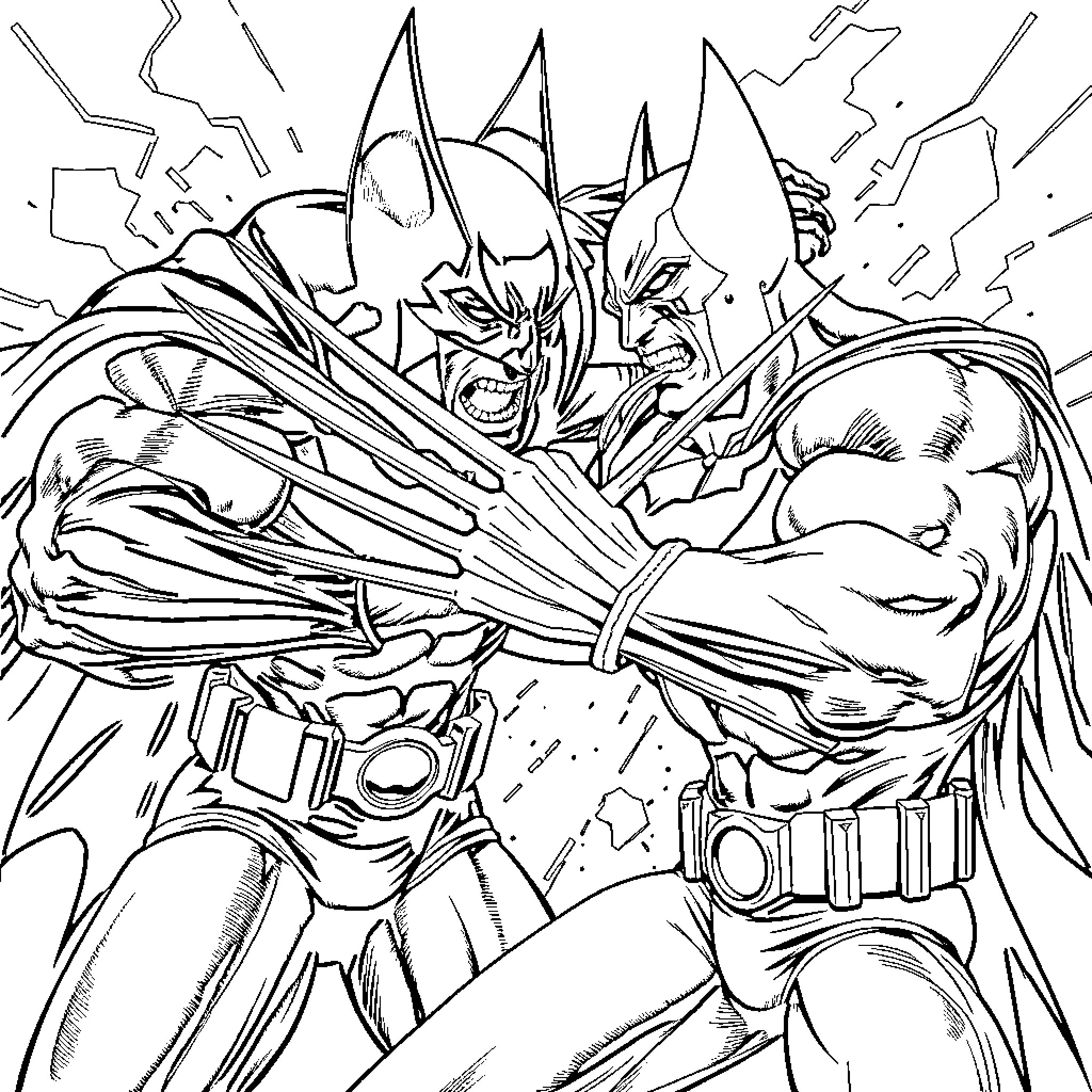 Wolverine's Fierce Combat Pose Coloring Page (free black-and-white line drawing printable PDF for all, from beginners to advanced learners, including children, teens, adults, and seniors)