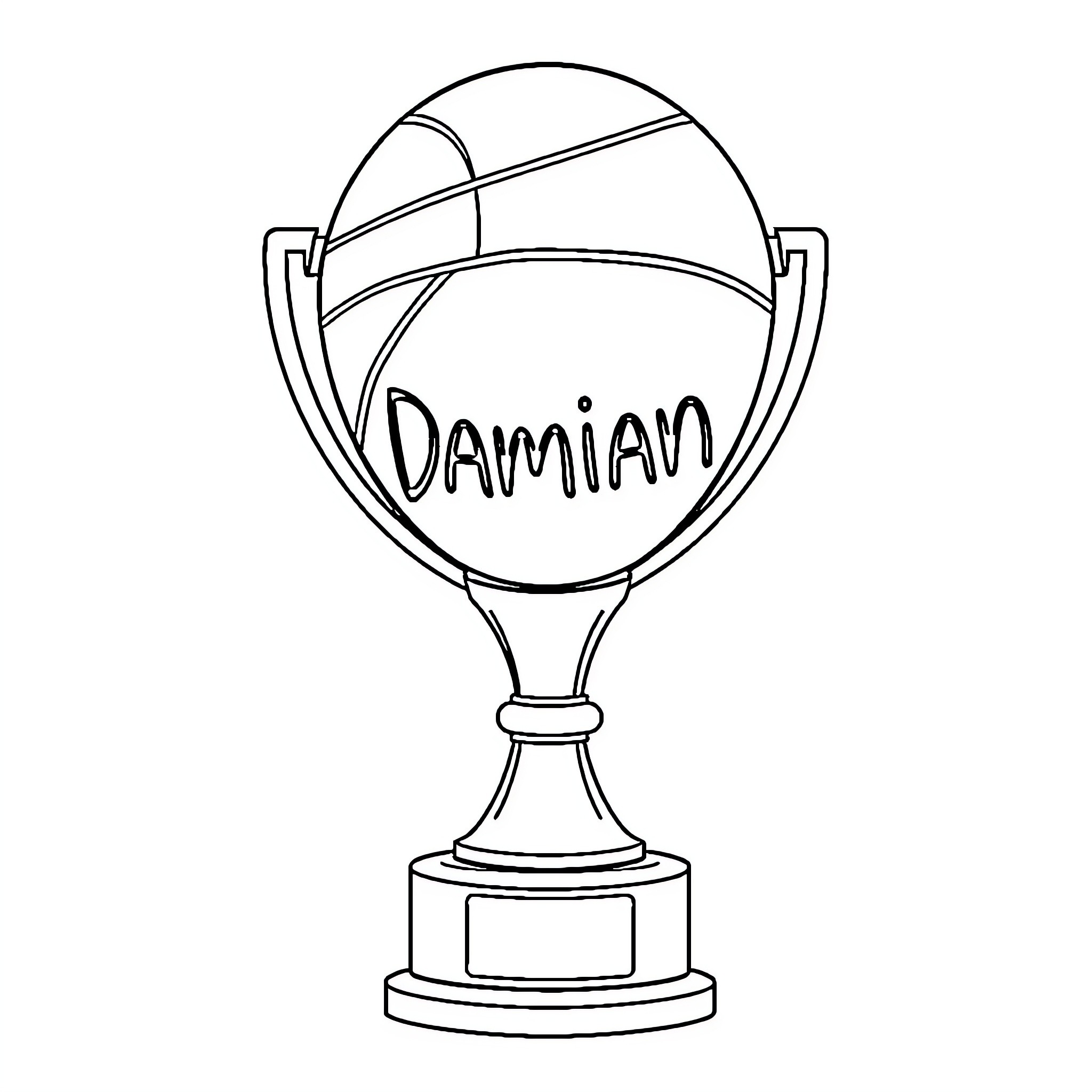 Basket Cup featuring Damian Coloring Page (free black-and-white line drawing printable PDF for all, from beginners to advanced learners, including children, teens, adults, and seniors)
