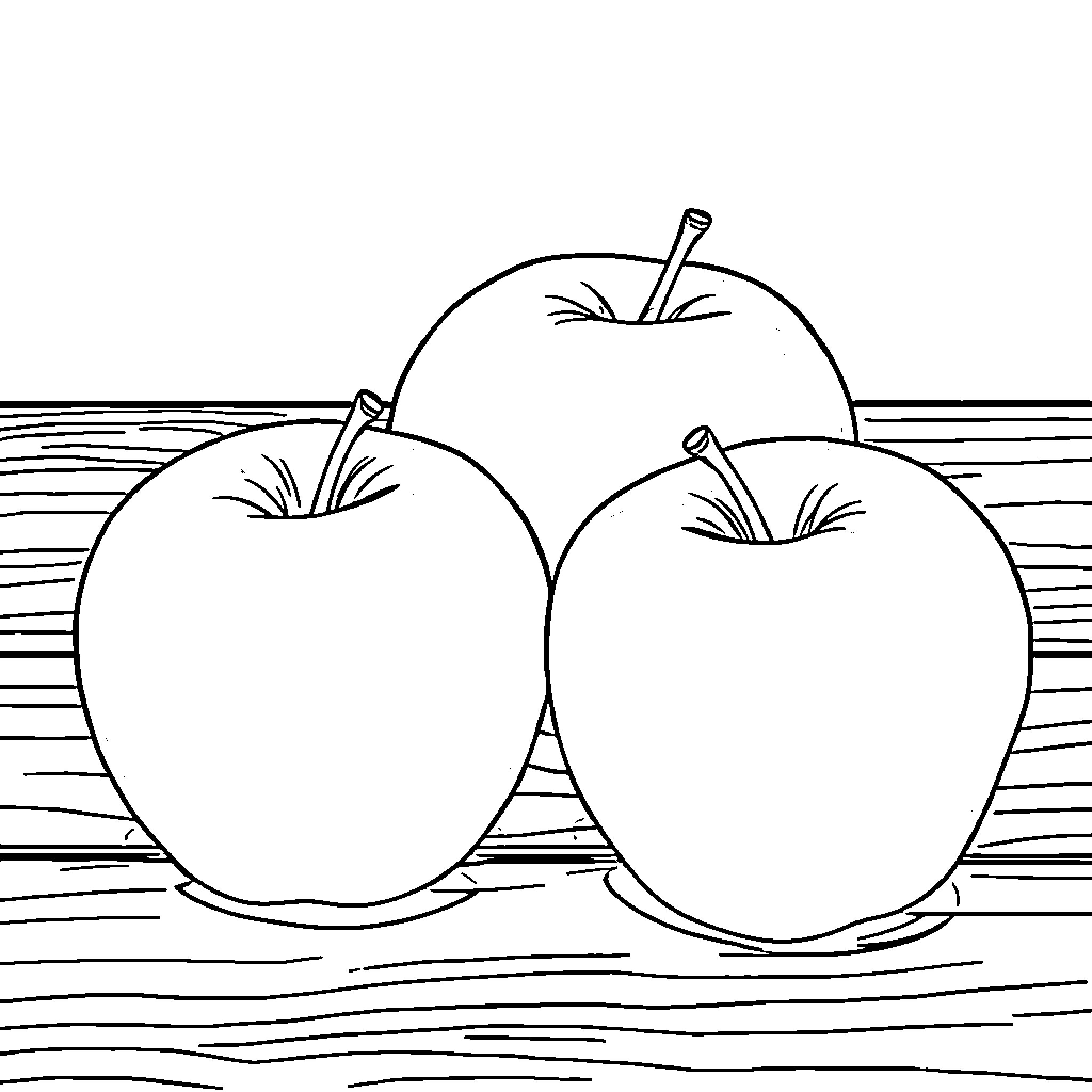 Apple Illustrations on a Wooden Background Coloring Page (free black-and-white line drawing printable PDF for all, from beginners to advanced learners, including children, teens, adults, and seniors)