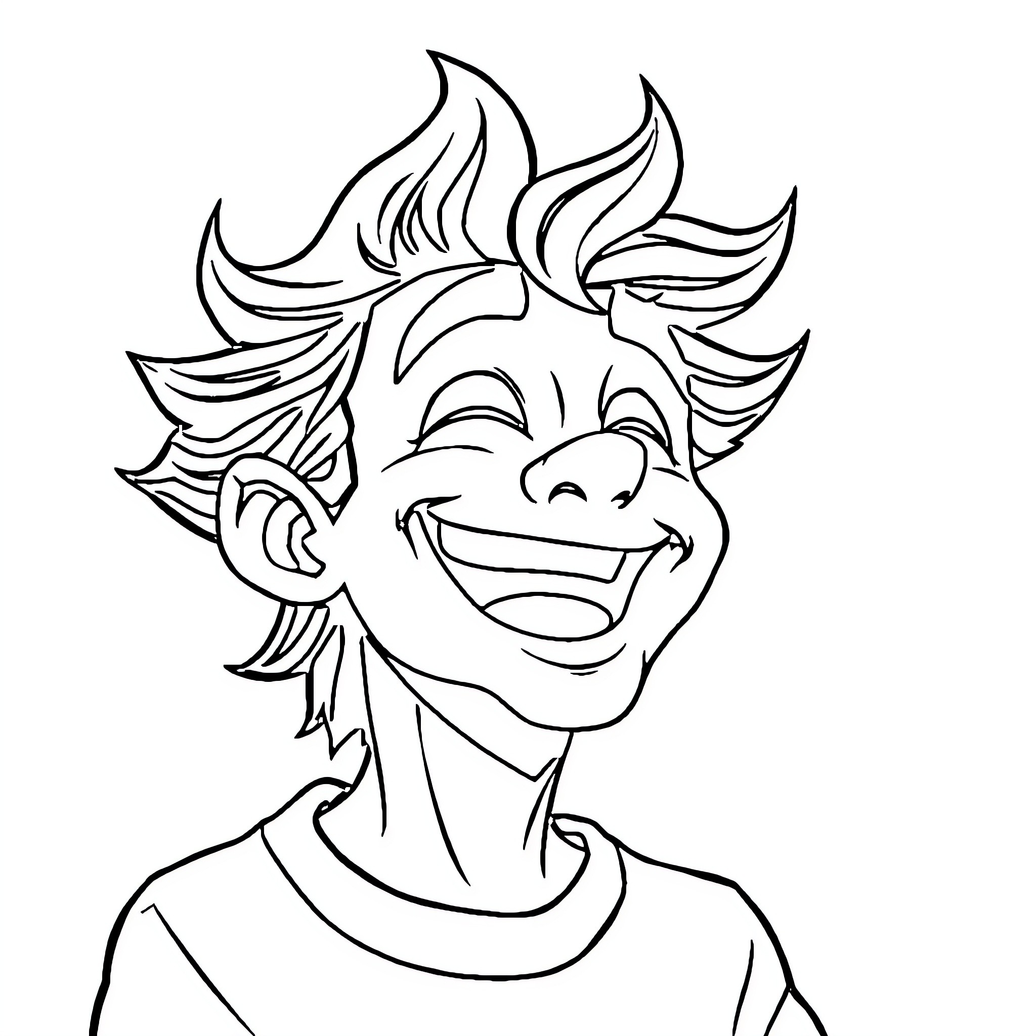 Asta's Cheerful Grin Coloring Page (free black-and-white line drawing printable PDF for all, from beginners to advanced learners, including children, teens, adults, and seniors)