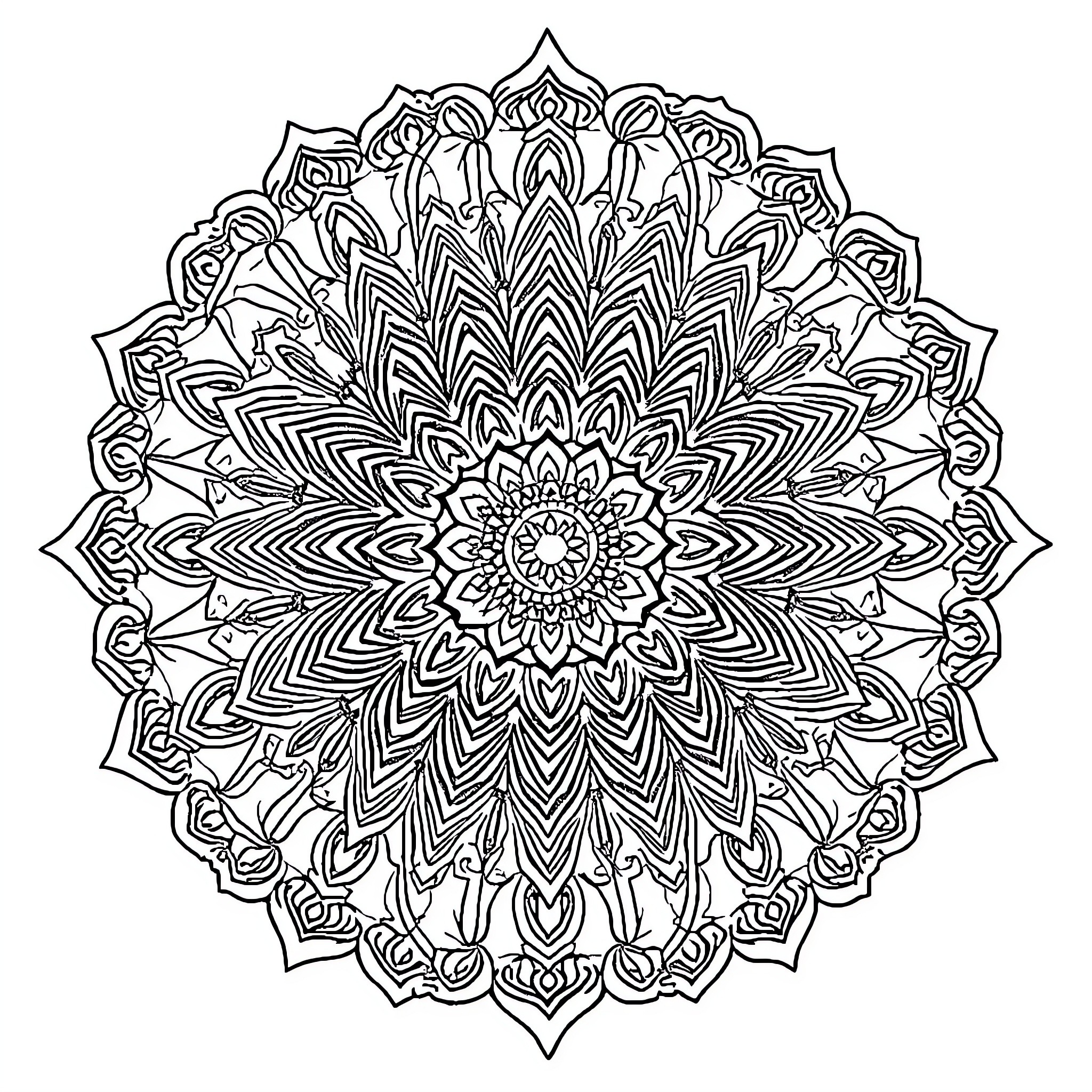 Stitch detailed mandala pattern Coloring Page (free black-and-white line drawing printable PDF for all, from beginners to advanced learners, including children, teens, adults, and seniors)