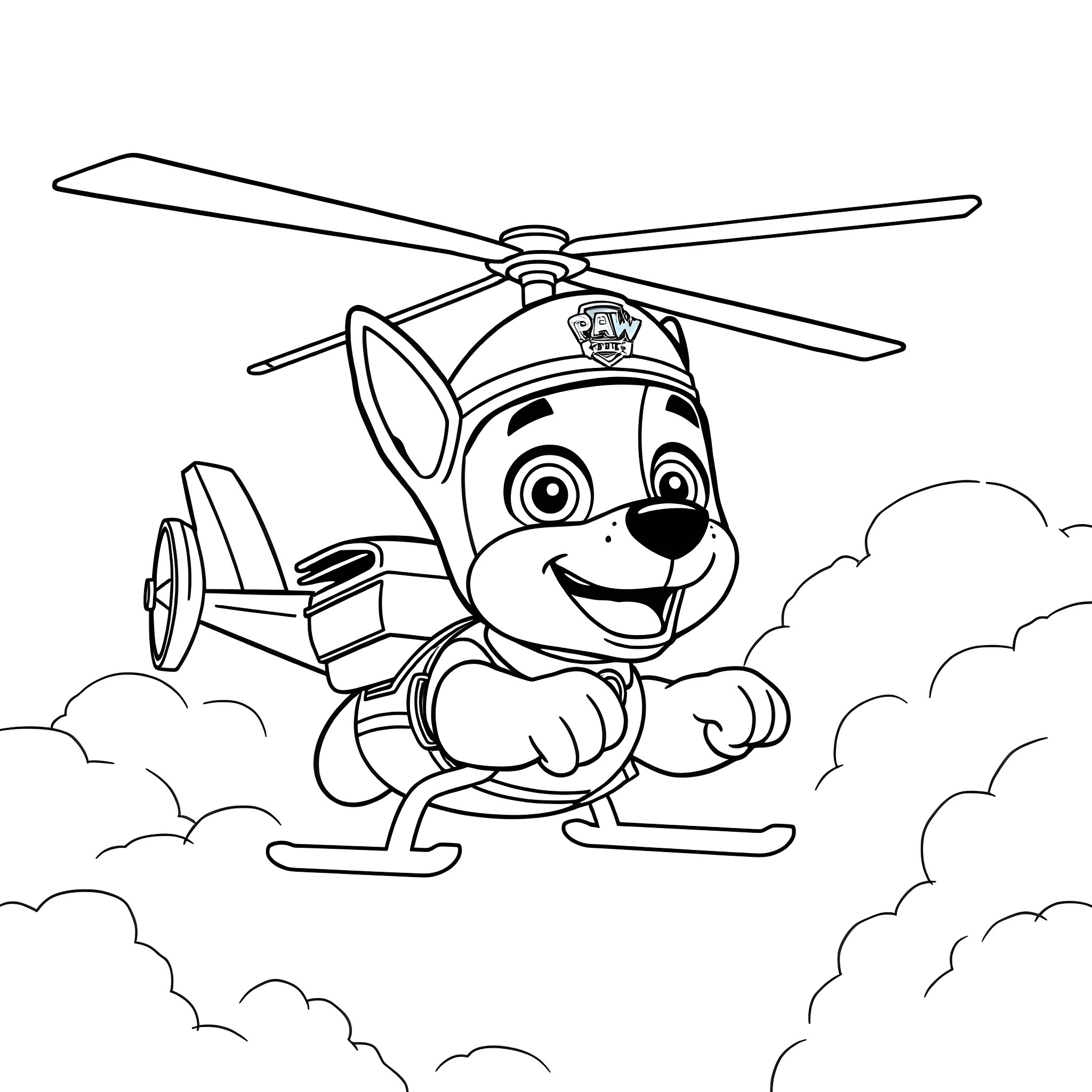 Chase through the clouds Coloring Page (free black-and-white line drawing printable PDF for all, from beginners to advanced learners, including children, teens, adults, and seniors)