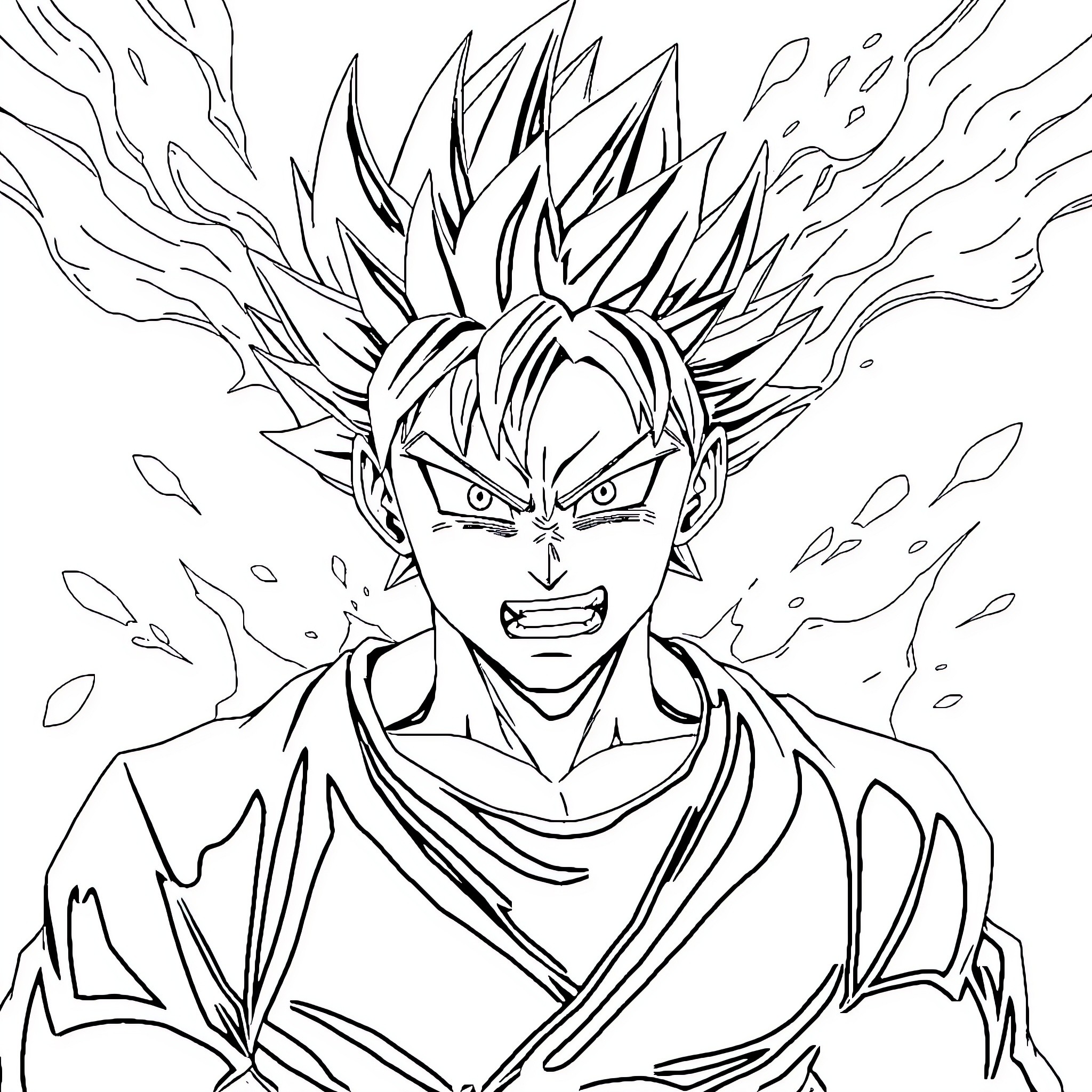 Bakugo's Explosive Transformation Coloring Page (free black-and-white line drawing printable PDF for all, from beginners to advanced learners, including children, teens, adults, and seniors)