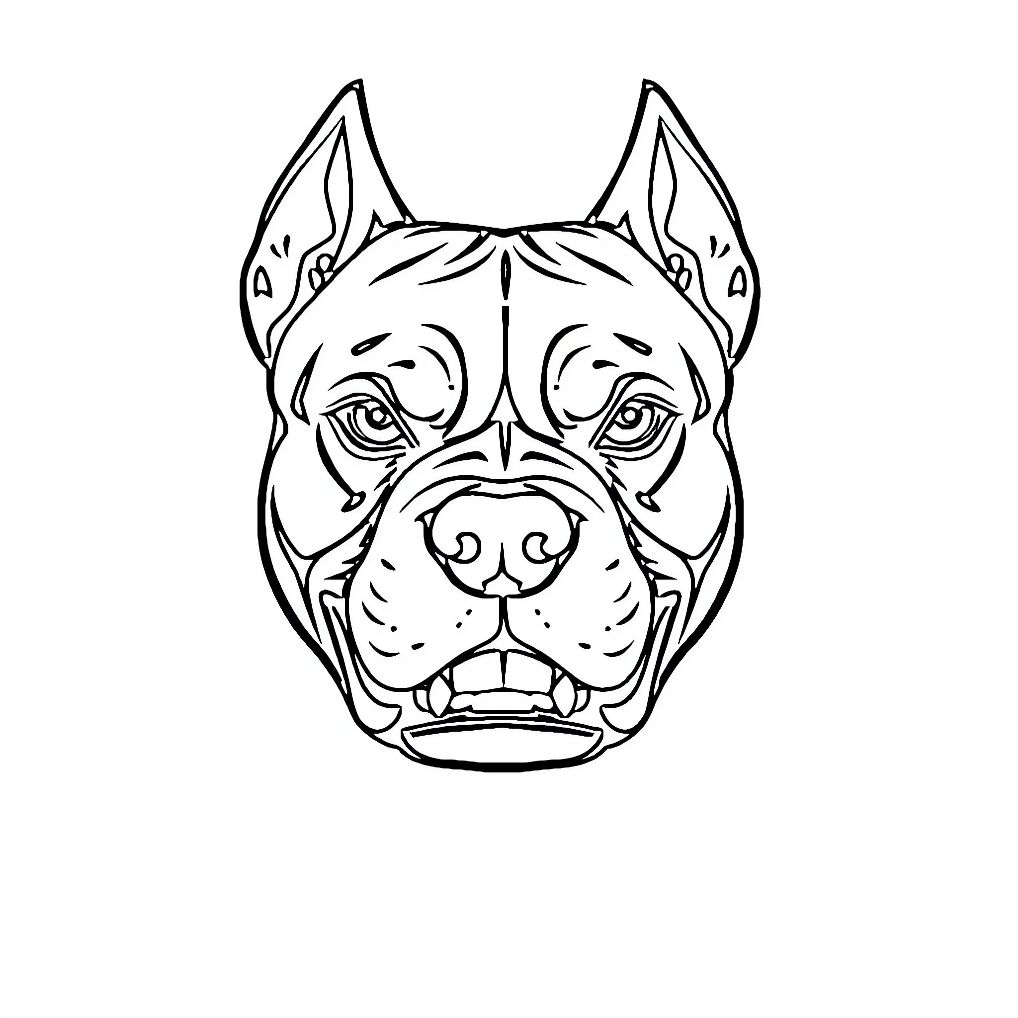 Pitbull with distinctive facial features Coloring Page (free black-and-white line drawing printable PDF for all, from beginners to advanced learners, including children, teens, adults, and seniors)