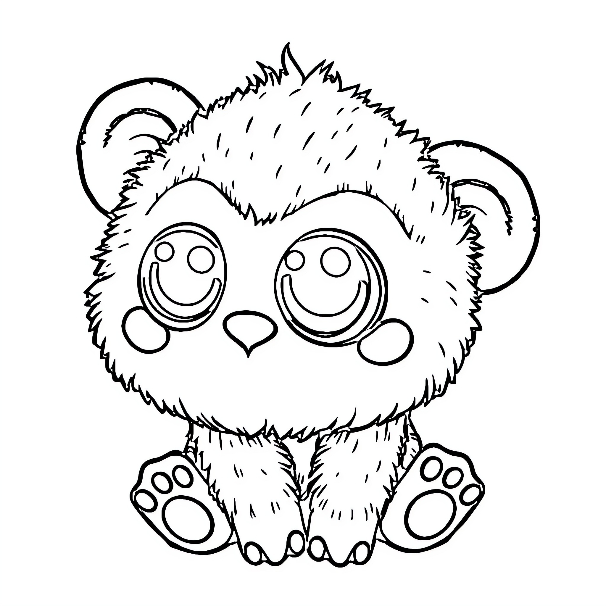 Labubu the adorable furry creature Coloring Page (free black-and-white line drawing printable PDF for all, from beginners to advanced learners, including children, teens, adults, and seniors)