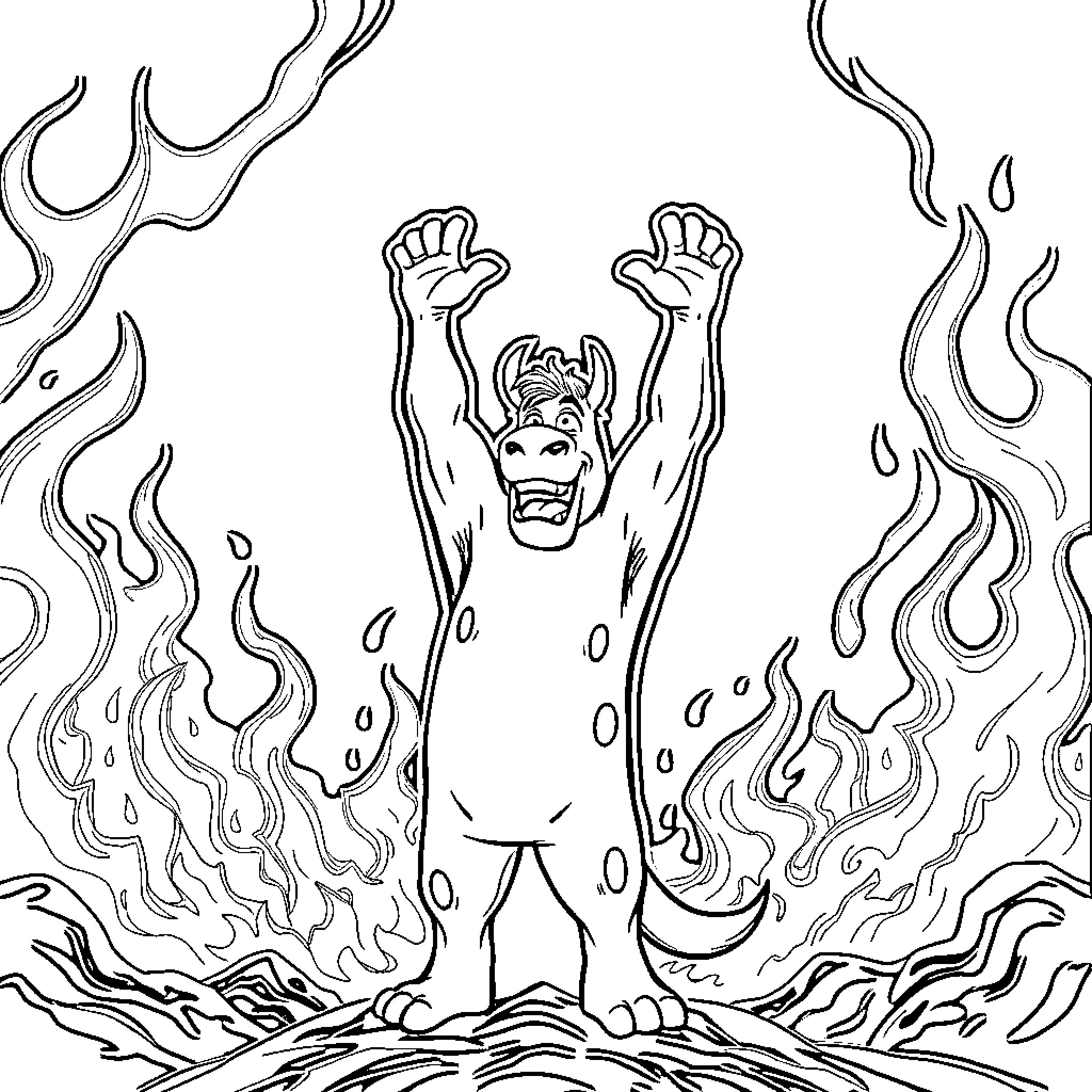 Elmore's Fiery Exultation Coloring Page (free black-and-white line drawing printable PDF for all, from beginners to advanced learners, including children, teens, adults, and seniors)