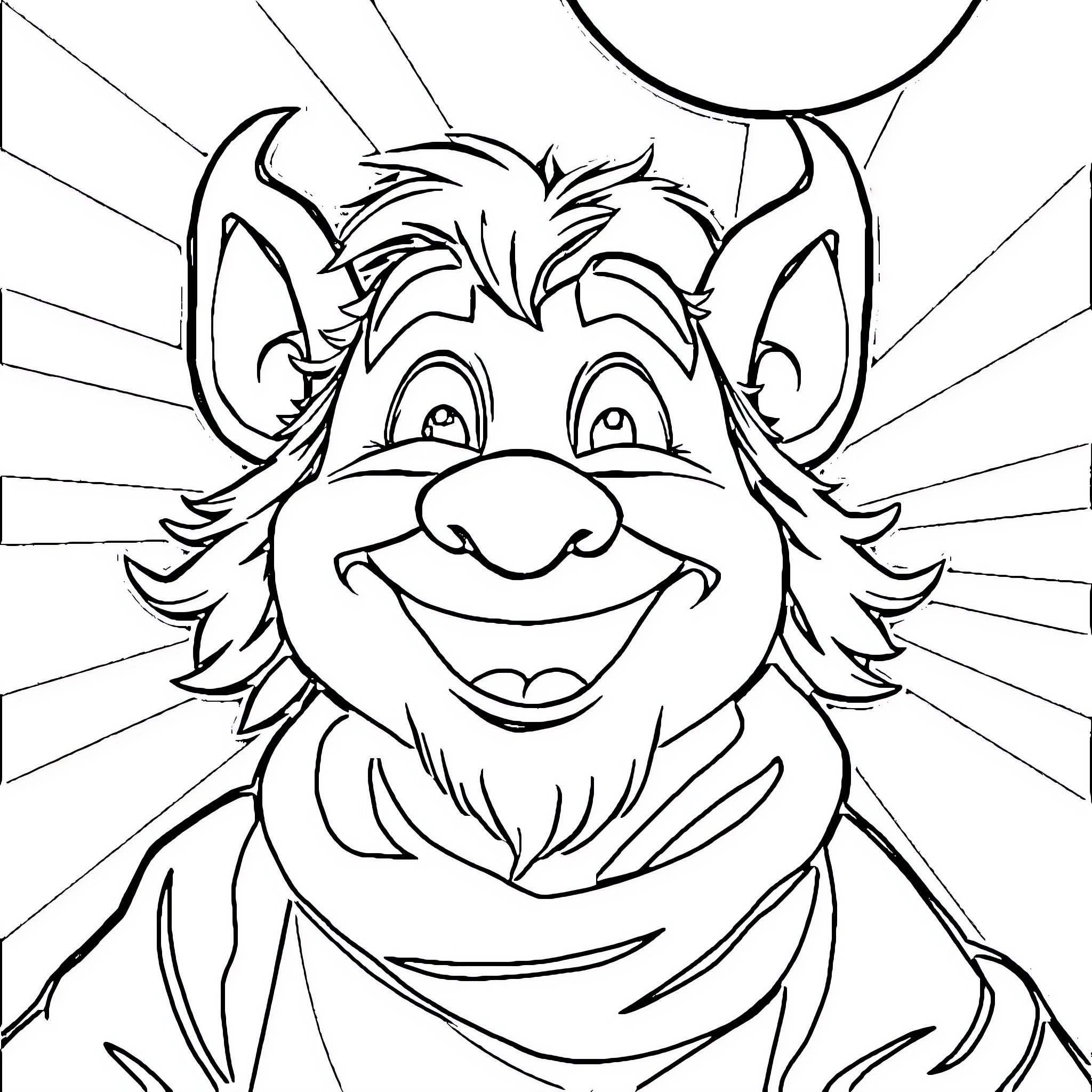 Wild Boar with Joyous Expression Coloring Page (free black-and-white line drawing printable PDF for all, from beginners to advanced learners, including children, teens, adults, and seniors)