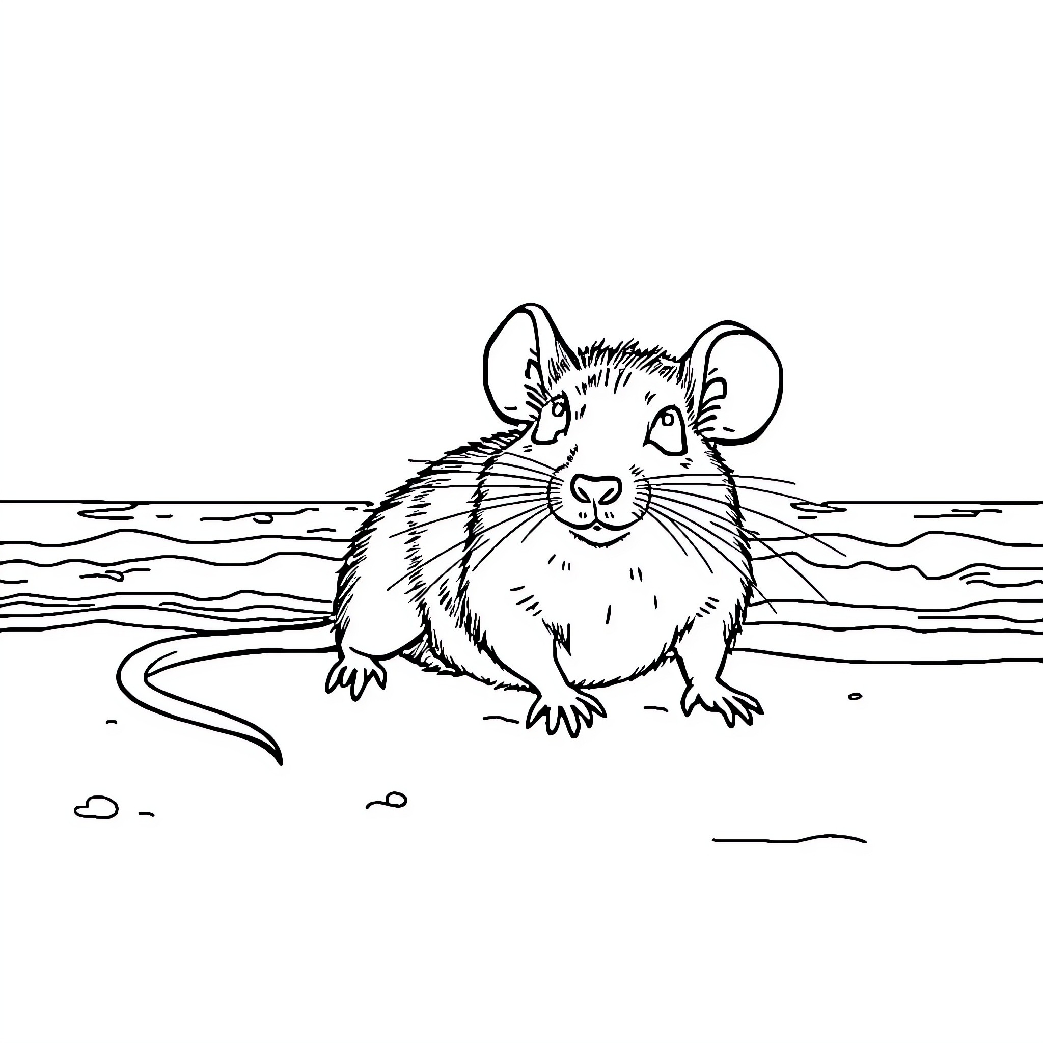 Mouse swimming in the water Coloring Page (free black-and-white line drawing printable PDF for all, from beginners to advanced learners, including children, teens, adults, and seniors)