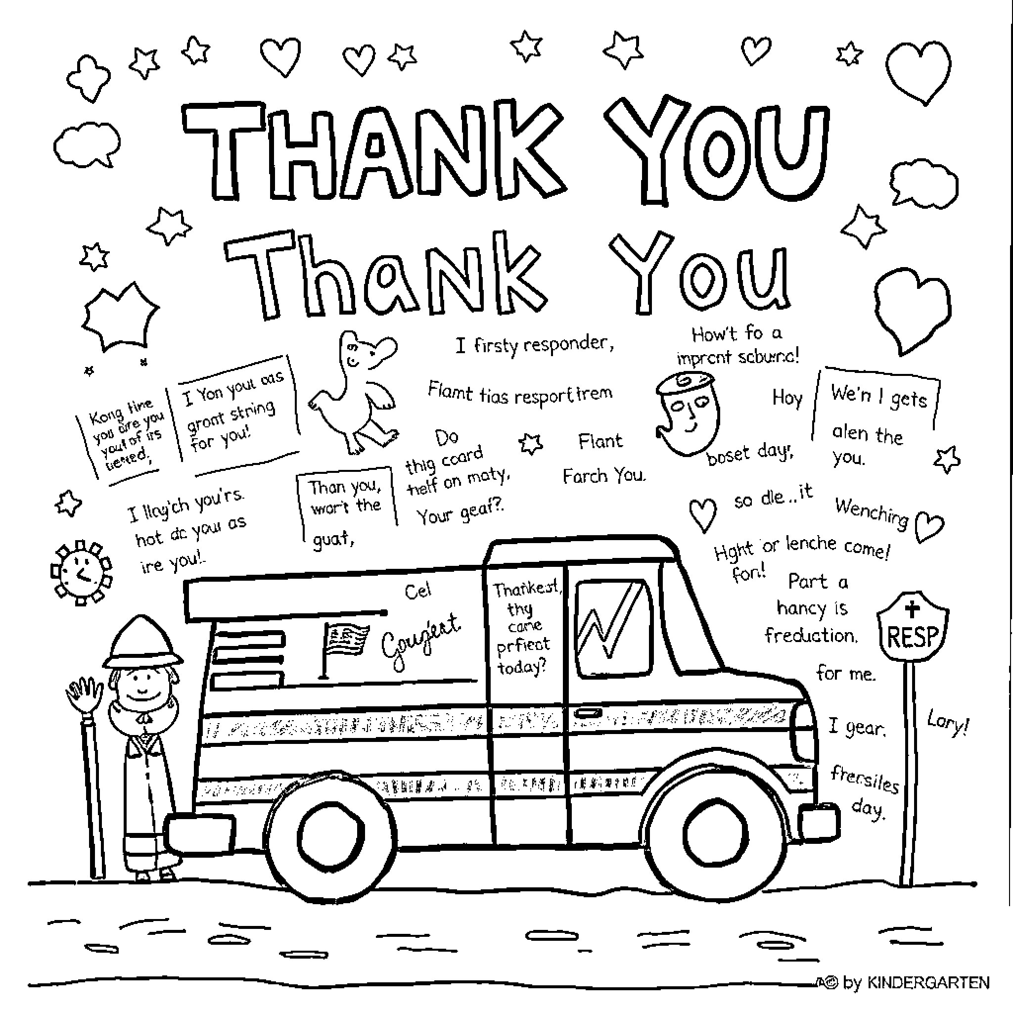 Thank You for Your Kindness and Support Coloring Page (free black-and-white line drawing printable PDF for all, from beginners to advanced learners, including children, teens, adults, and seniors)