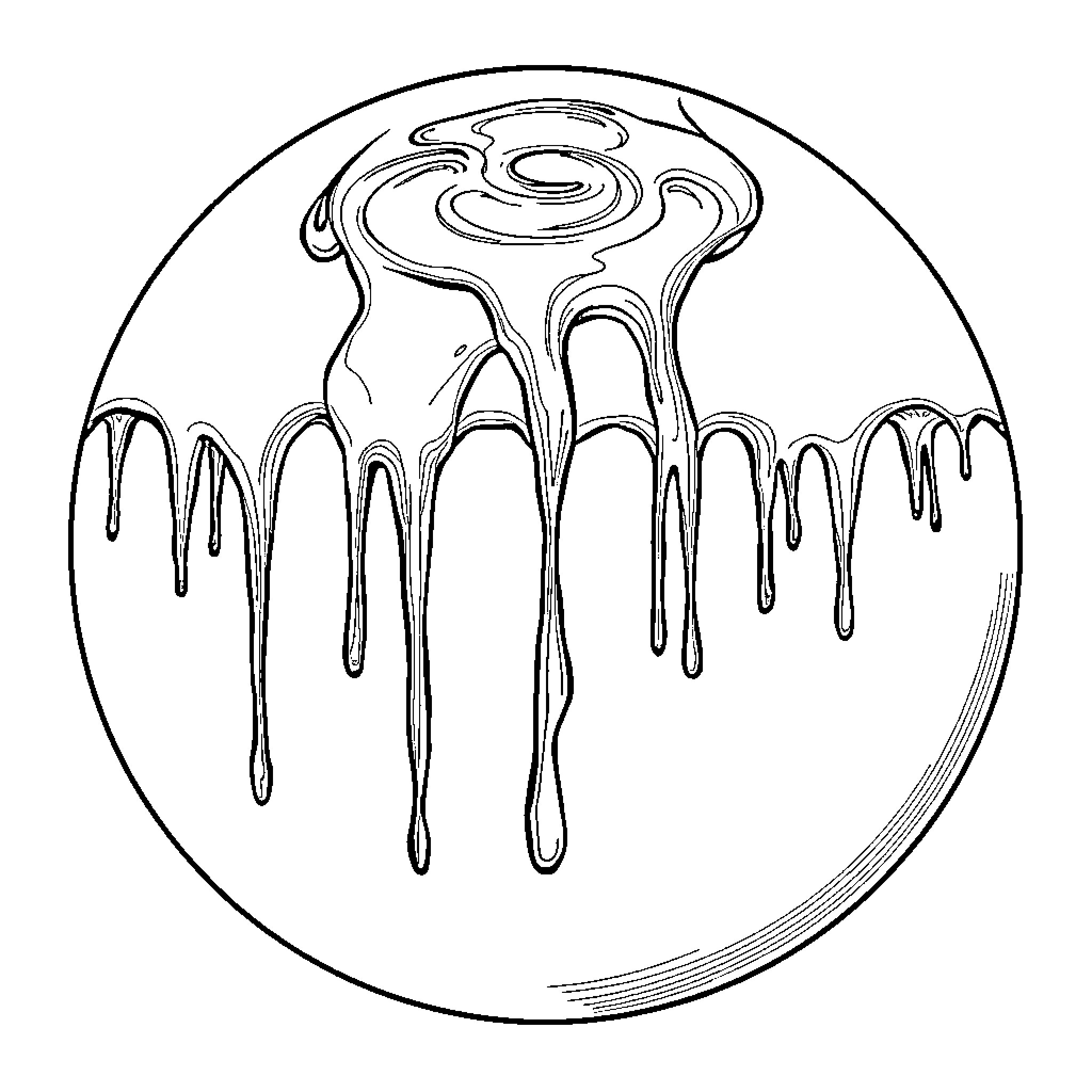 Abstract Ass Drippy Illustration Coloring Page (free black-and-white line drawing printable PDF for all, from beginners to advanced learners, including children, teens, adults, and seniors)