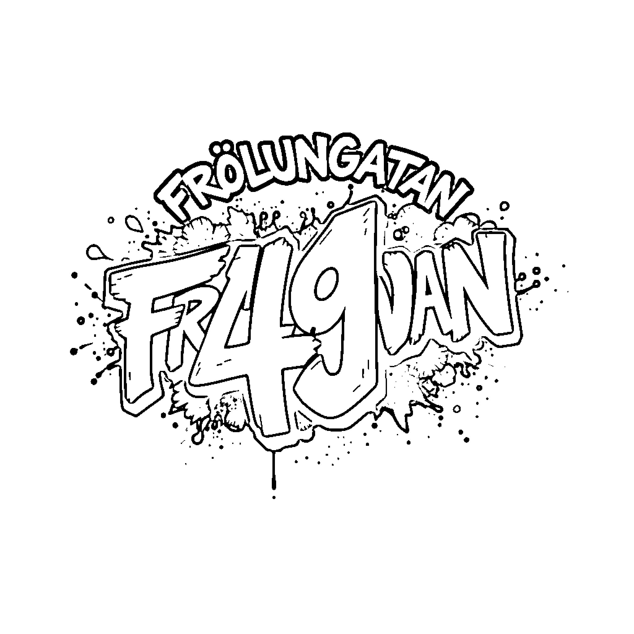 Logo for Frolungatan, a fun and vibrant design Coloring Page (free black-and-white line drawing printable PDF for all, from beginners to advanced learners, including children, teens, adults, and seniors)