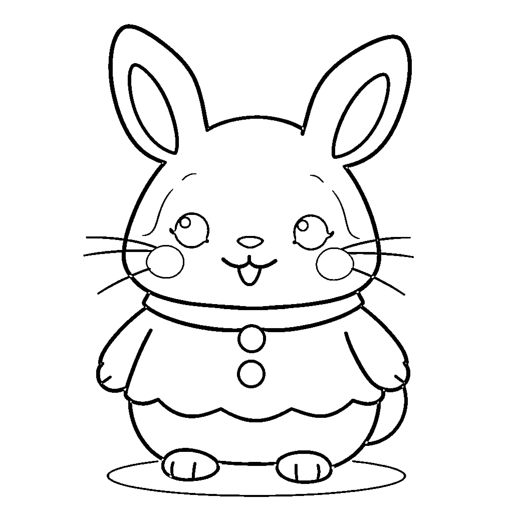 Toca Boca: Cute Bunny with Bow-Tie Doodle Coloring Page (free black-and-white line drawing printable PDF for all, from beginners to advanced learners, including children, teens, adults, and seniors)