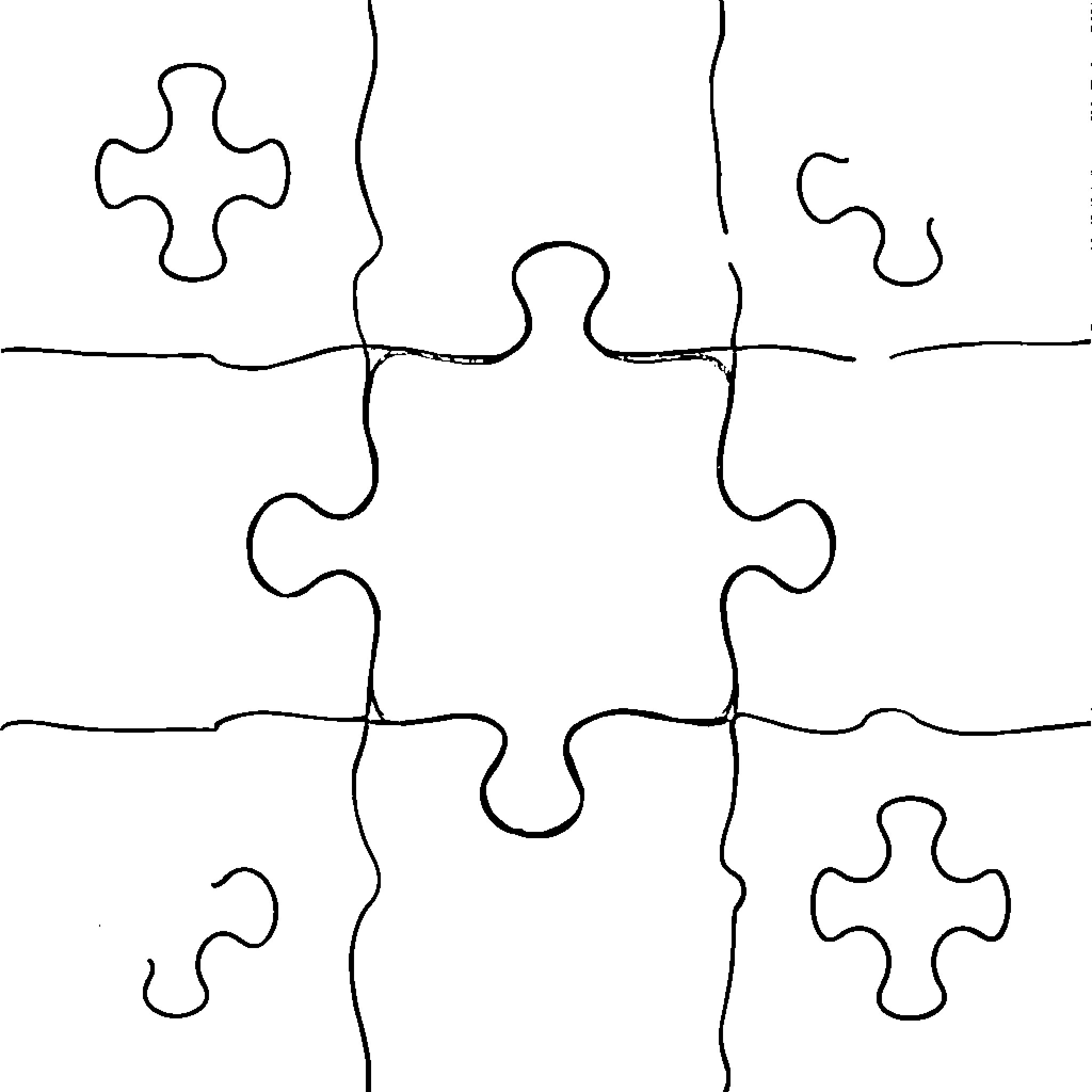 Puzzle Pieces Interconnecting Coloring Page (free black-and-white line drawing printable PDF for all, from beginners to advanced learners, including children, teens, adults, and seniors)