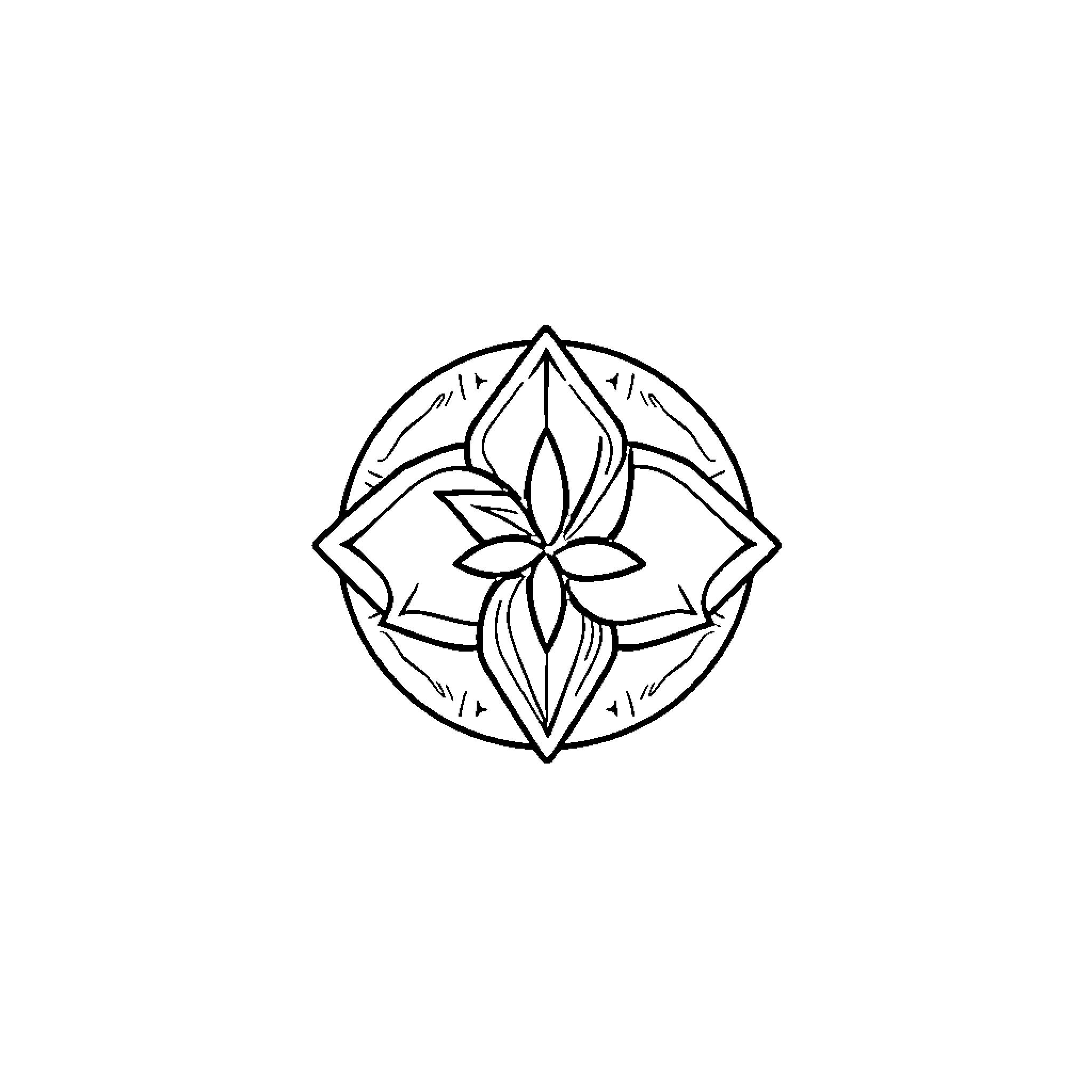 Logo with geometric floral design Coloring Page (free black-and-white line drawing printable PDF for all, from beginners to advanced learners, including children, teens, adults, and seniors)