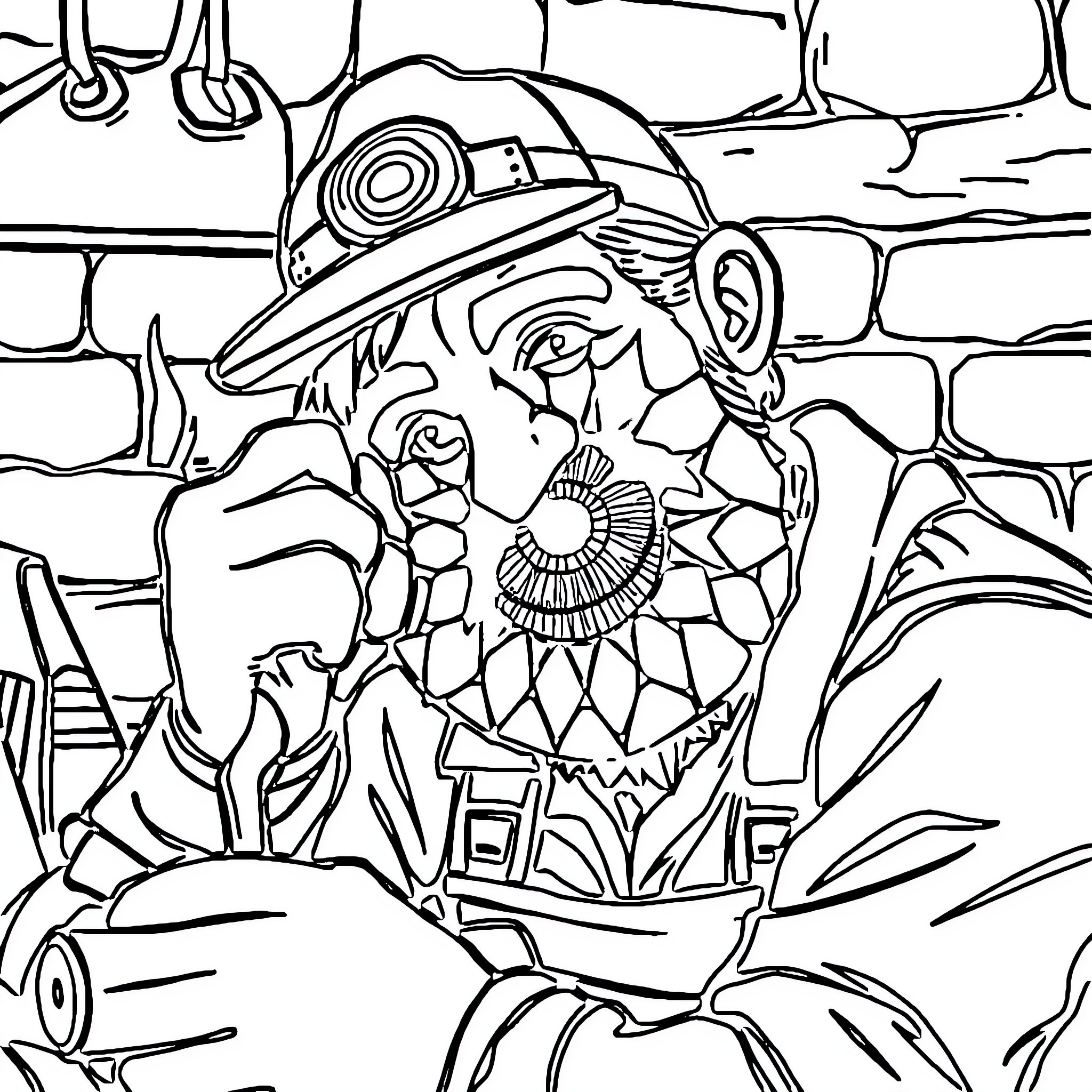 Eyeball exploring industrial landscape Coloring Page (free black-and-white line drawing printable PDF for all, from beginners to advanced learners, including children, teens, adults, and seniors)