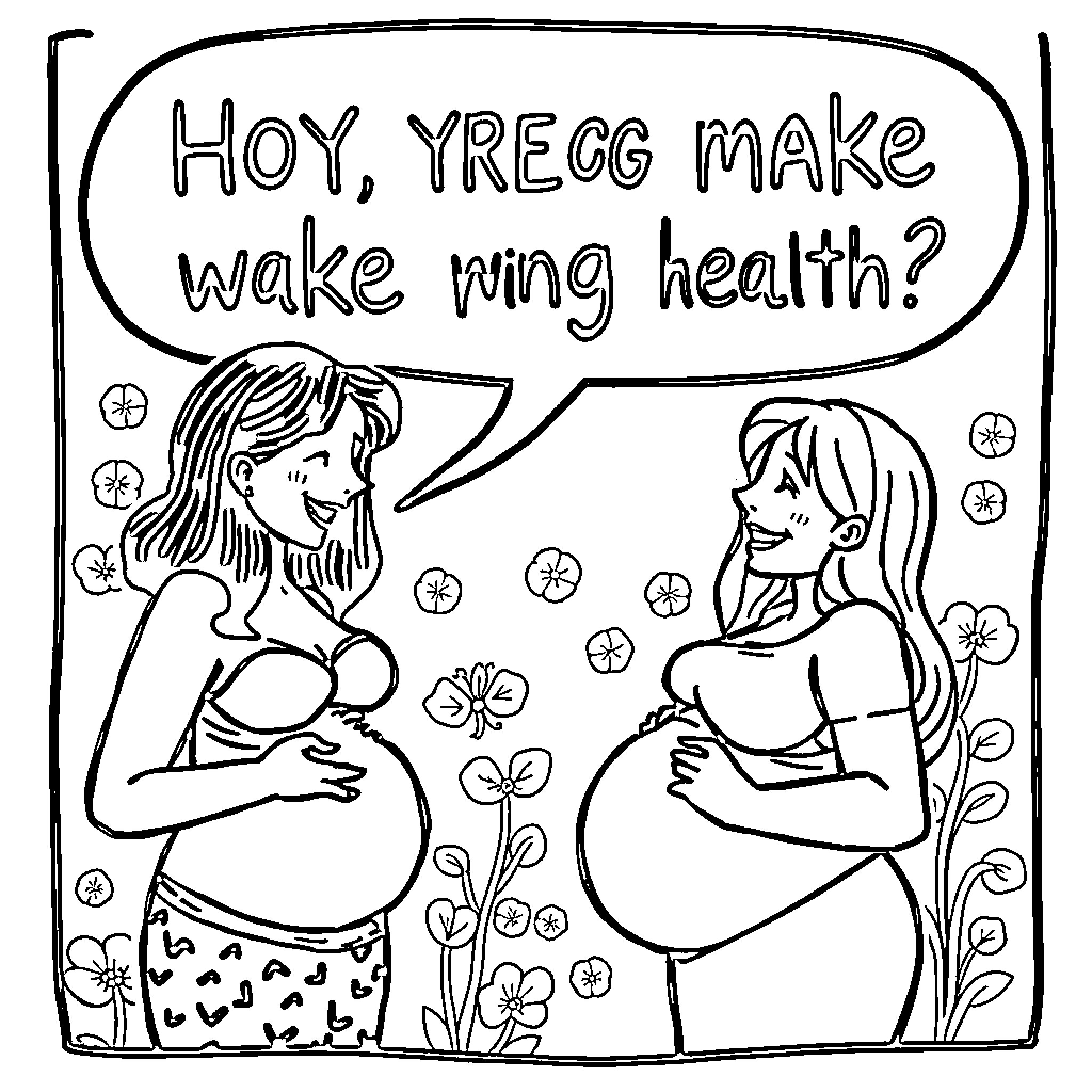 Obgyn discussing wake ming health during pregnancy Coloring Page (free black-and-white line drawing printable PDF for all, from beginners to advanced learners, including children, teens, adults, and seniors)